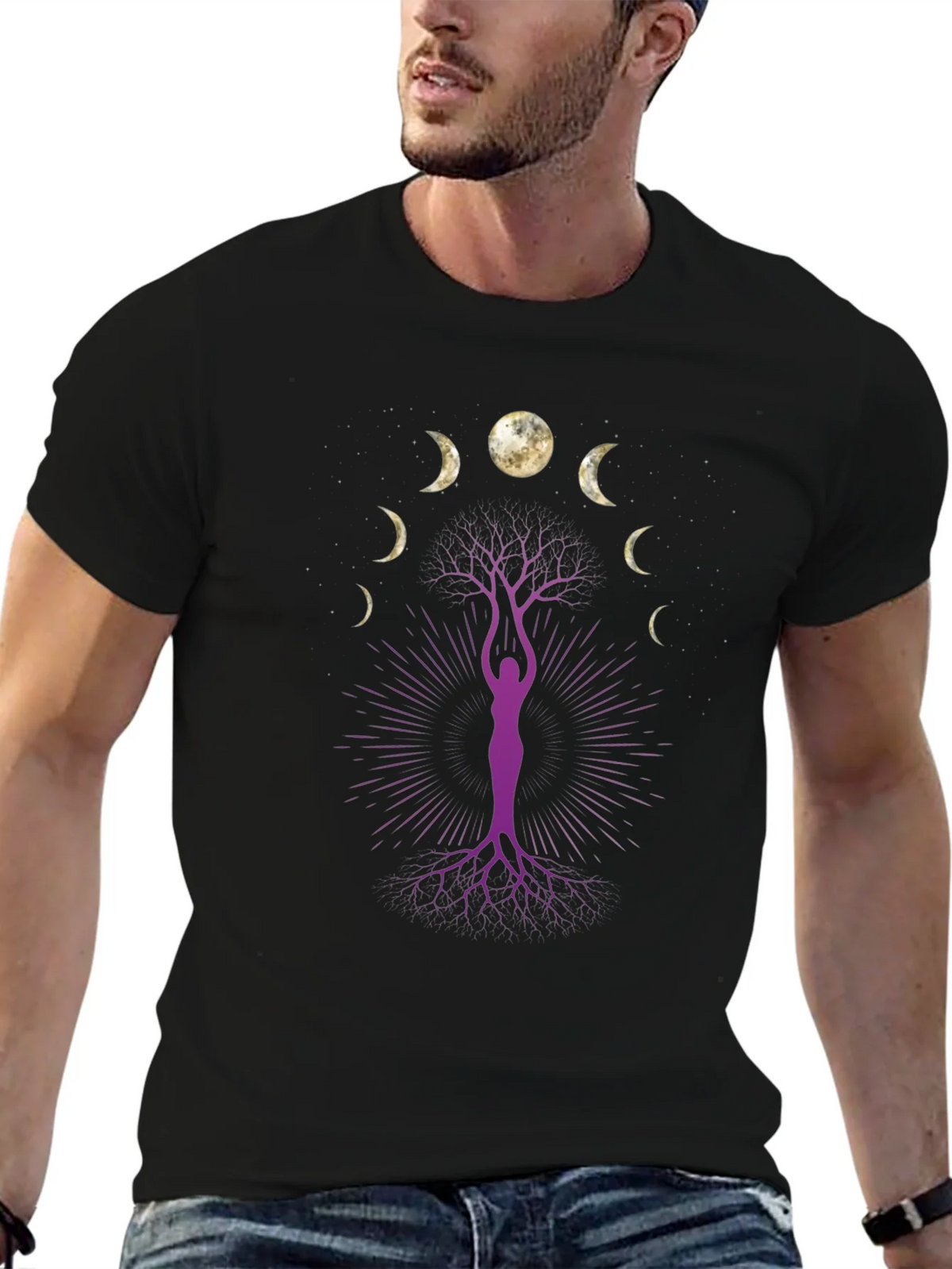 Moon Phase Tree Graphic Tee - Black product image 6