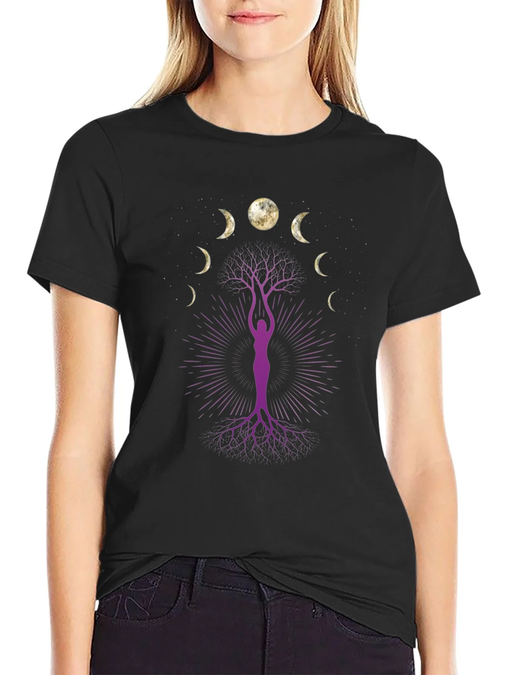 Moon Phase Tree Graphic Tee - Black product image 2