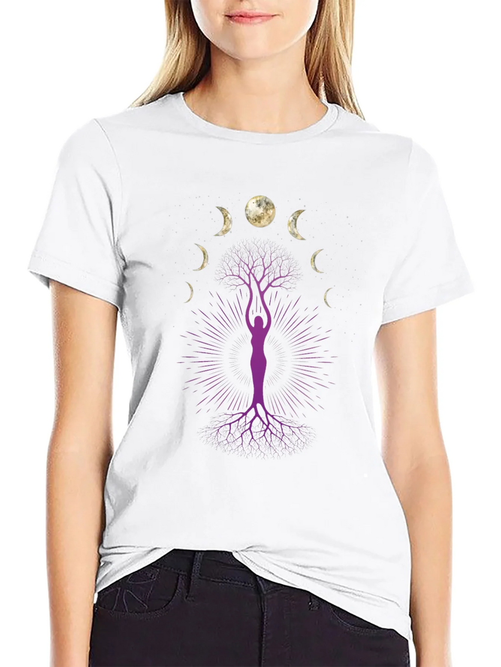 Moon Phase Tree Graphic Tee - Black product image 8
