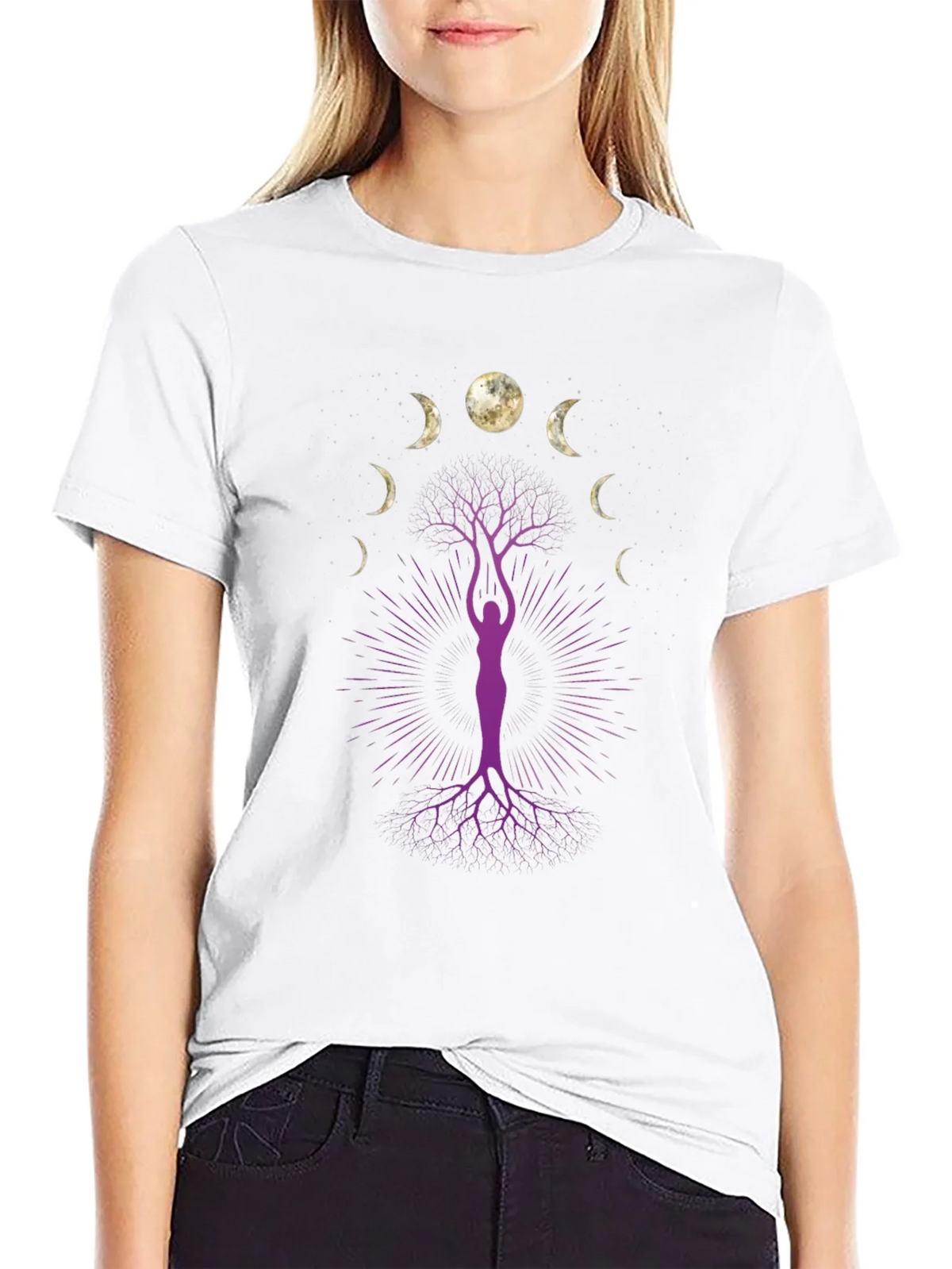 Moon Phase Tree Graphic Tee - Black product image 8