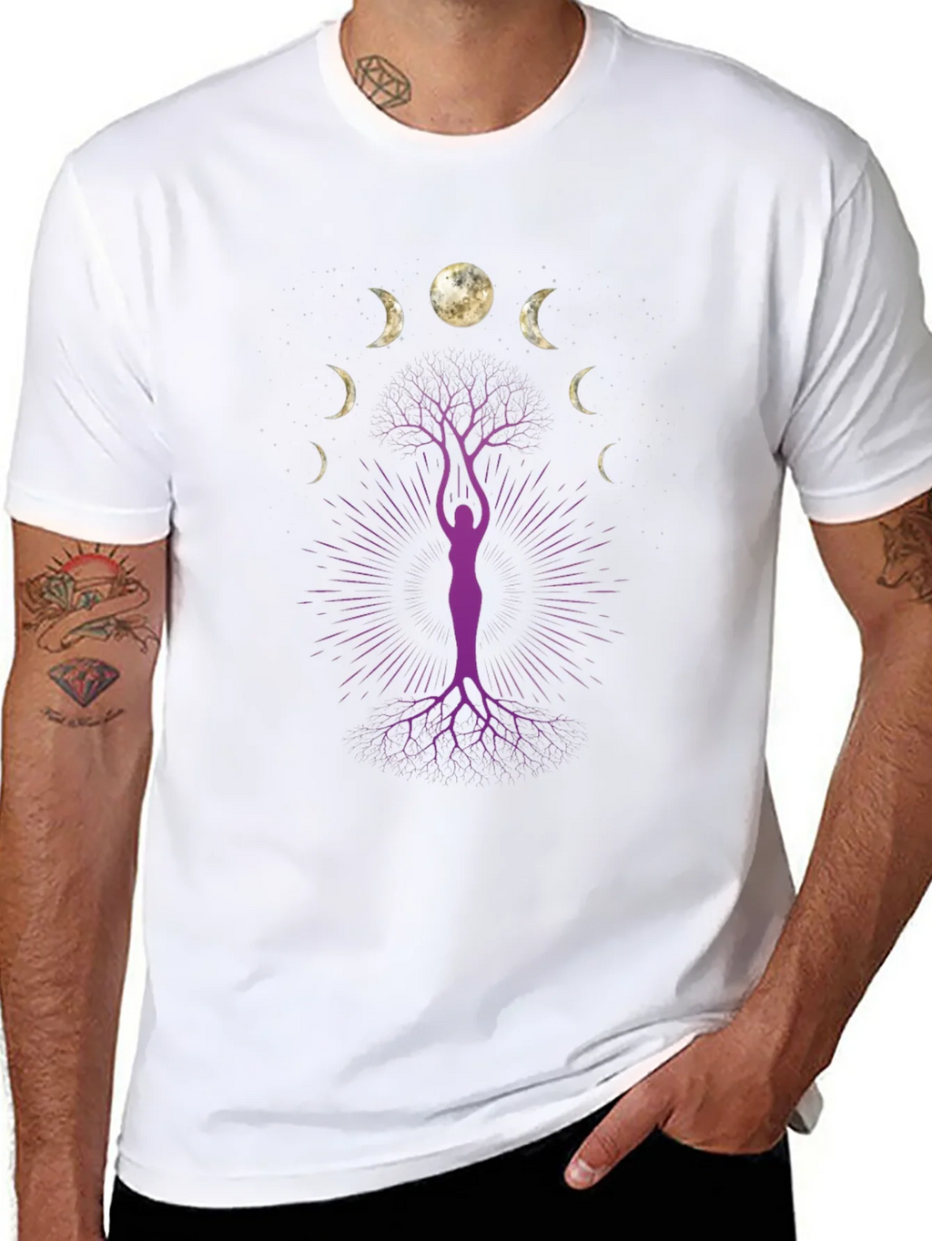 Moon Phase Tree Graphic Tee - Black product image 7