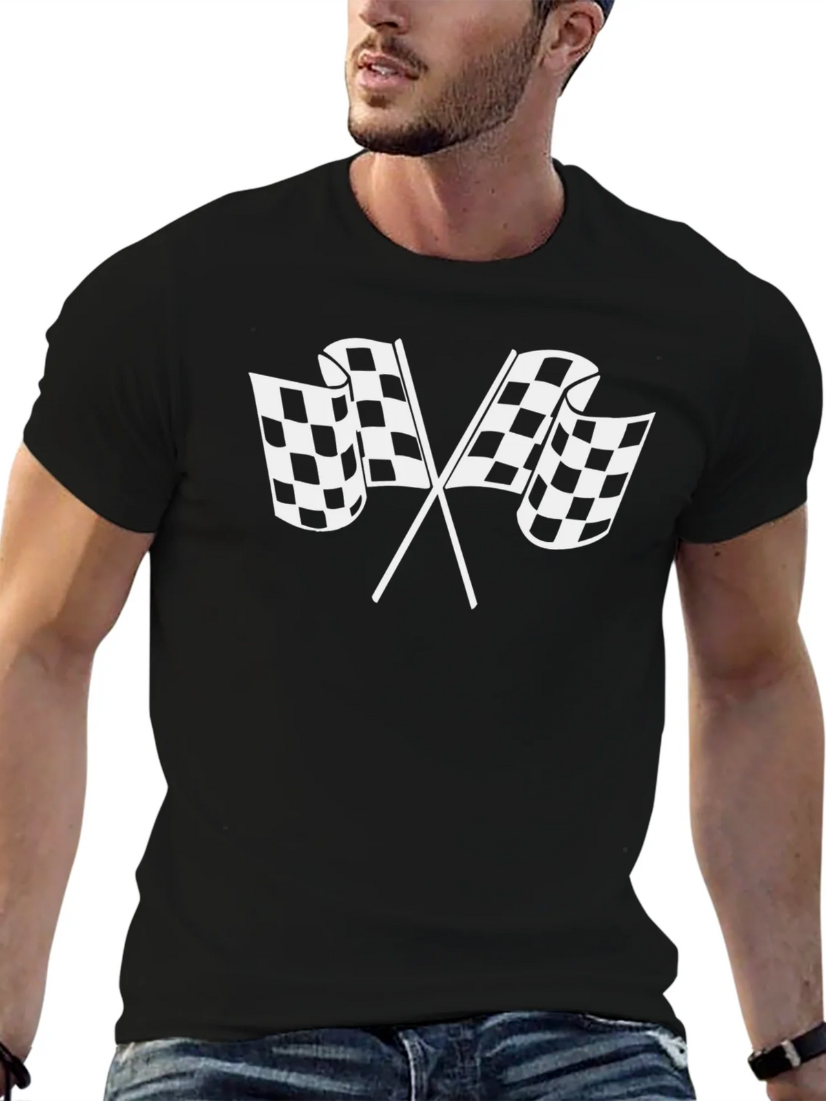 Checkered Flags Graphic T-Shirt - Racing Fan Apparel product image 1