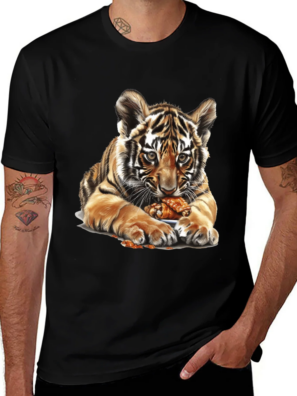 Tiger Cub Chicken Wings Graphic Tee - Black product image 1