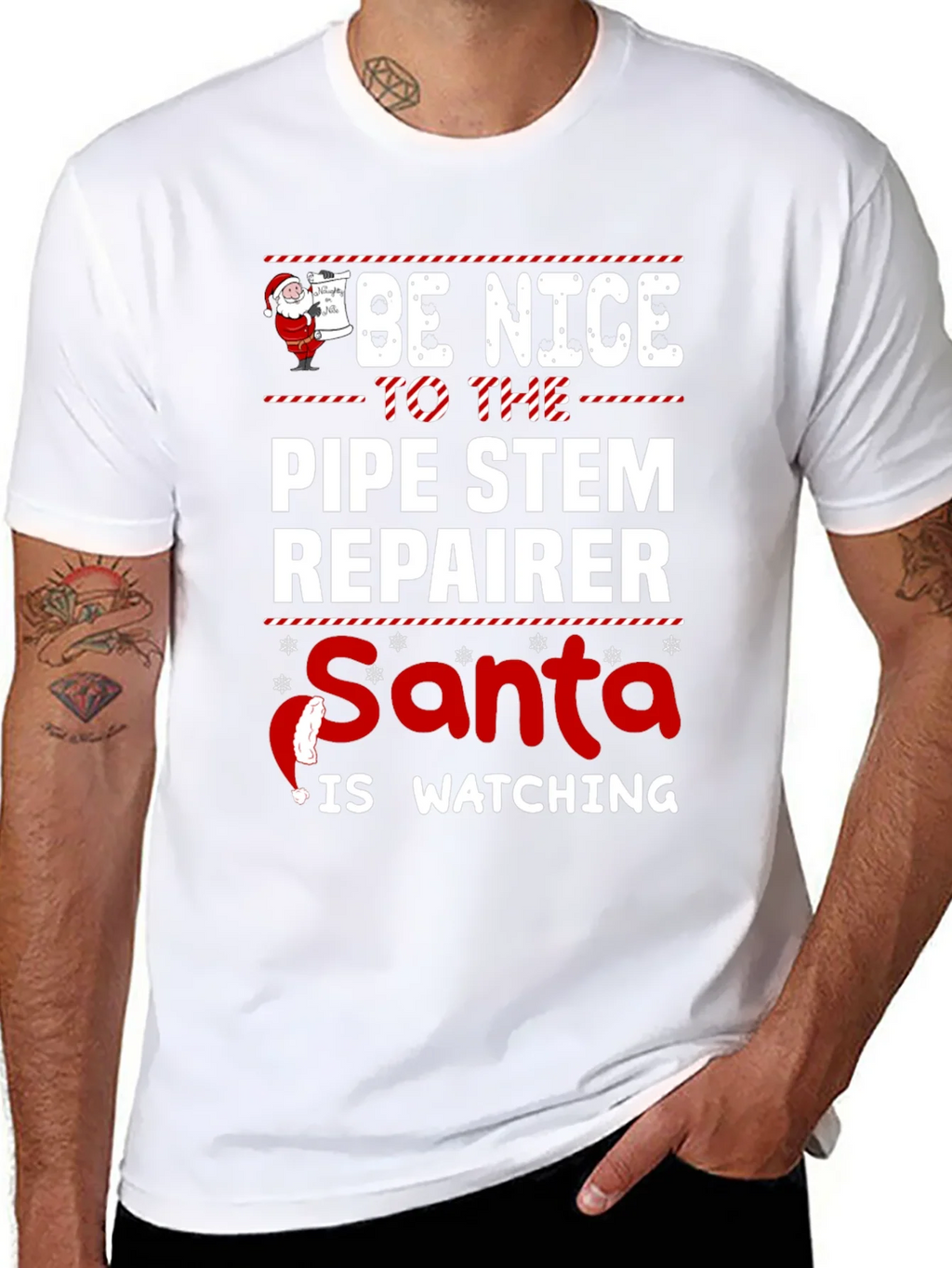 Be Nice To The Pipe Stem Repairer Santa Is Watching Black product image 5