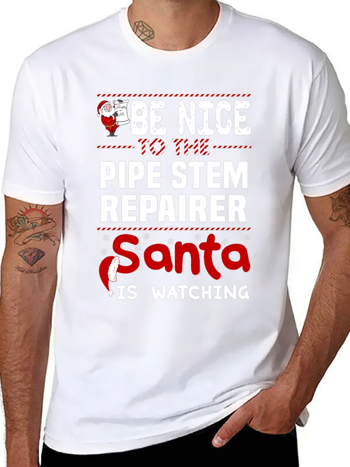 Be Nice To The Pipe Stem Repairer Santa Is Watching Black product image 5