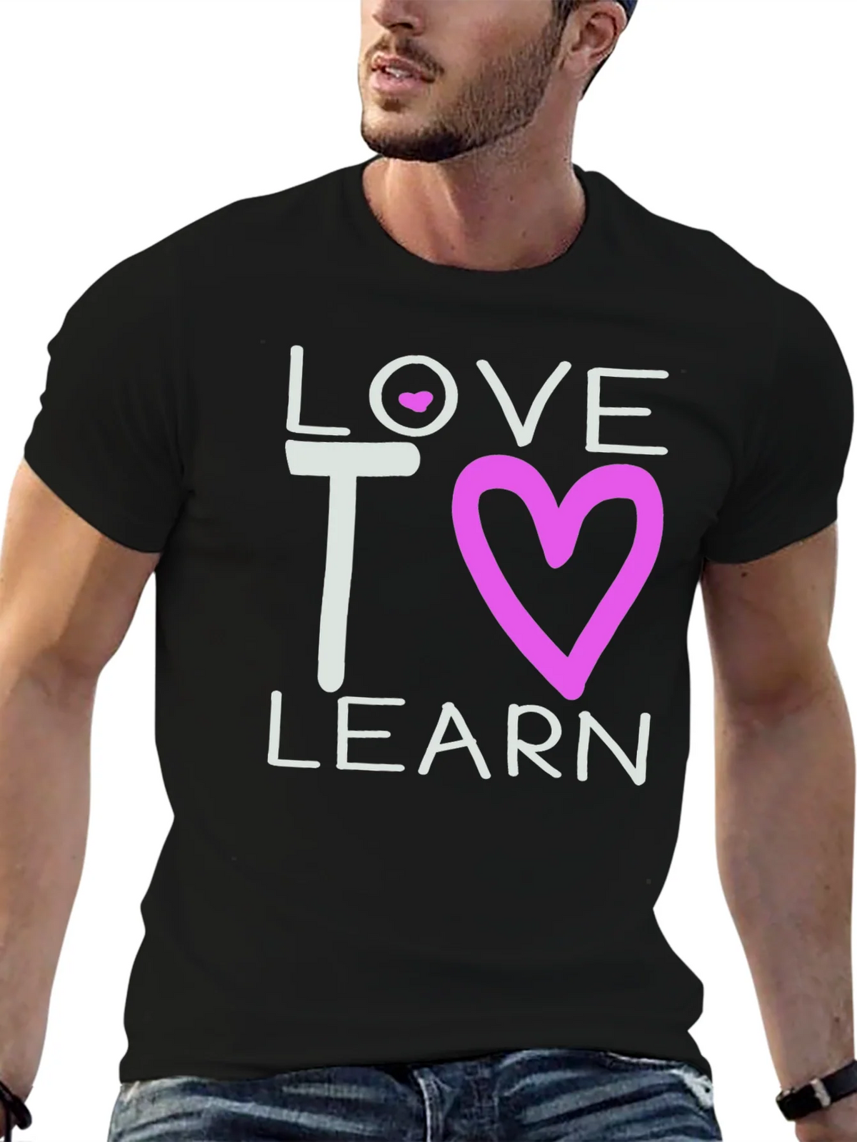 Love to Learn Graphic Tee - Black Cotton T-Shirt product image 3
