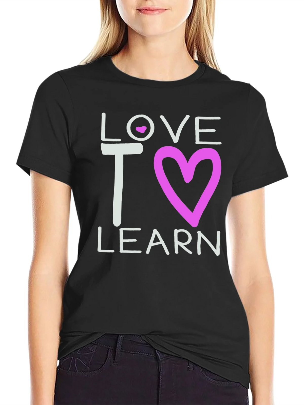 Love to Learn Graphic Tee - Black Cotton T-Shirt product image 2