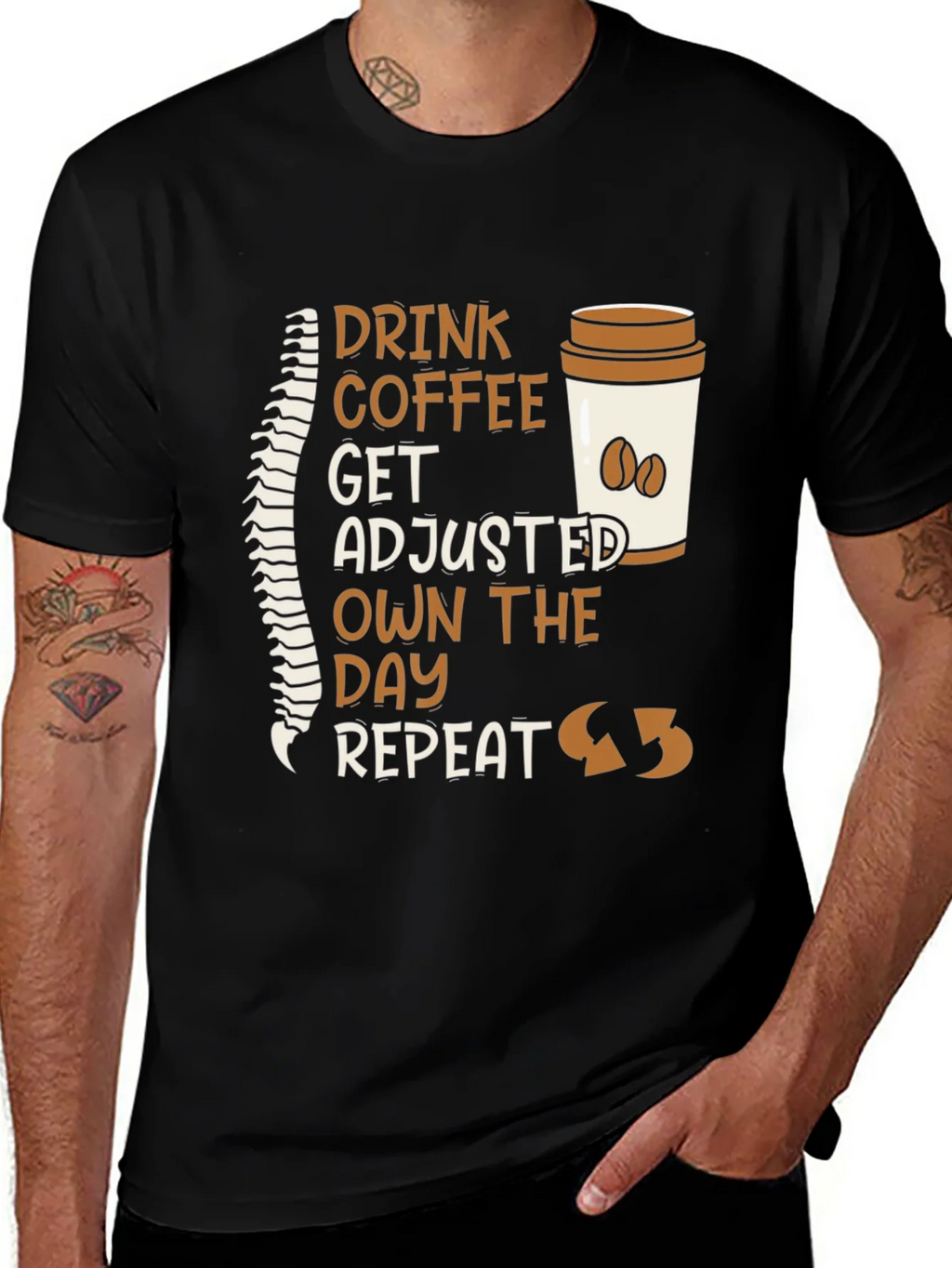 Chiropractor Coffee T-Shirt - Get Adjusted Own the Day product image 1