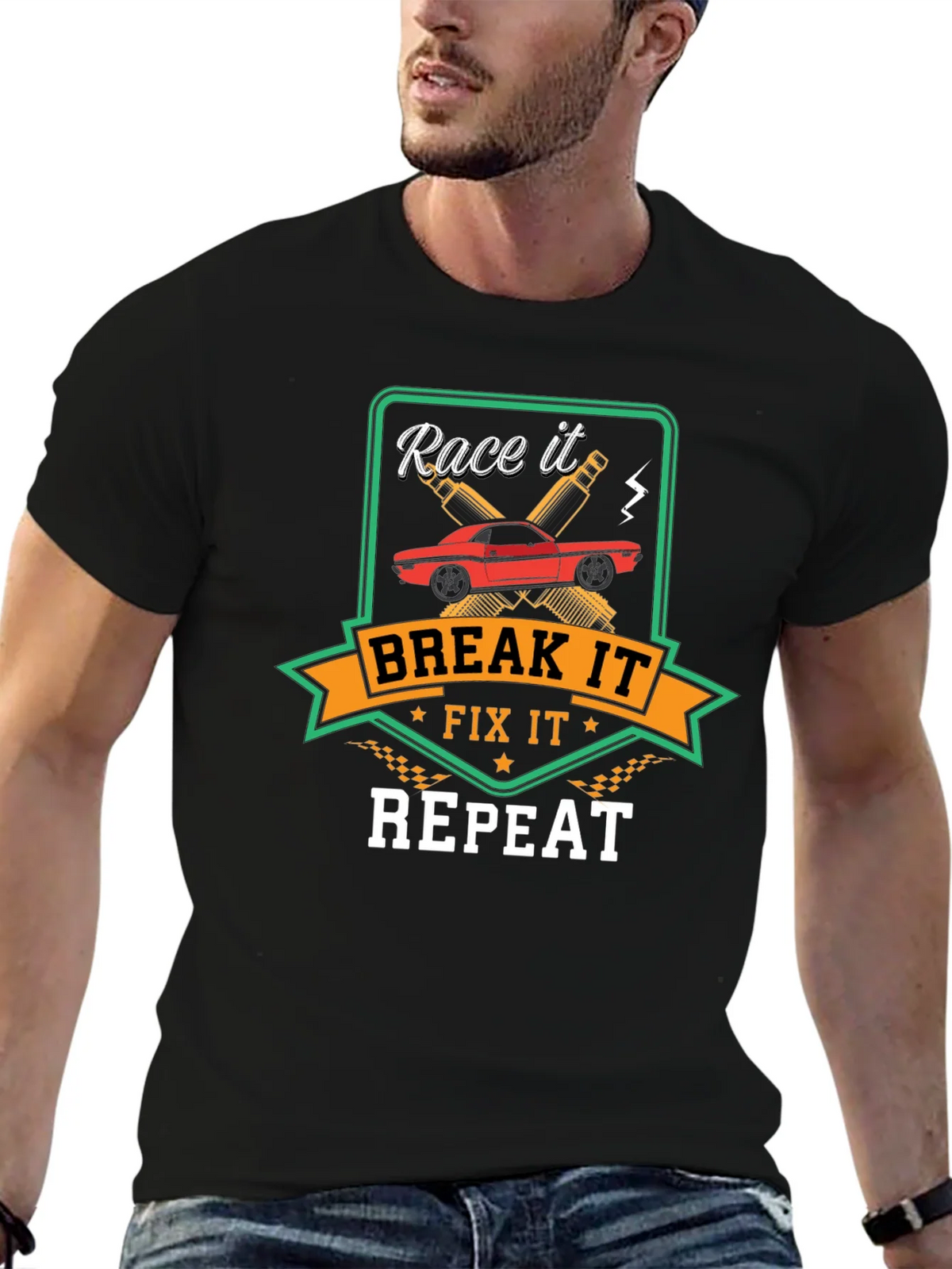 Race It Break It Fix It Repeat - Car Enthusiast T-Shirt product image 6
