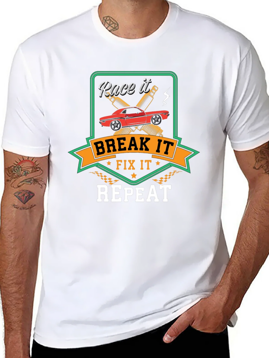Race It Break It Fix It Repeat - Car Enthusiast T-Shirt product image 7