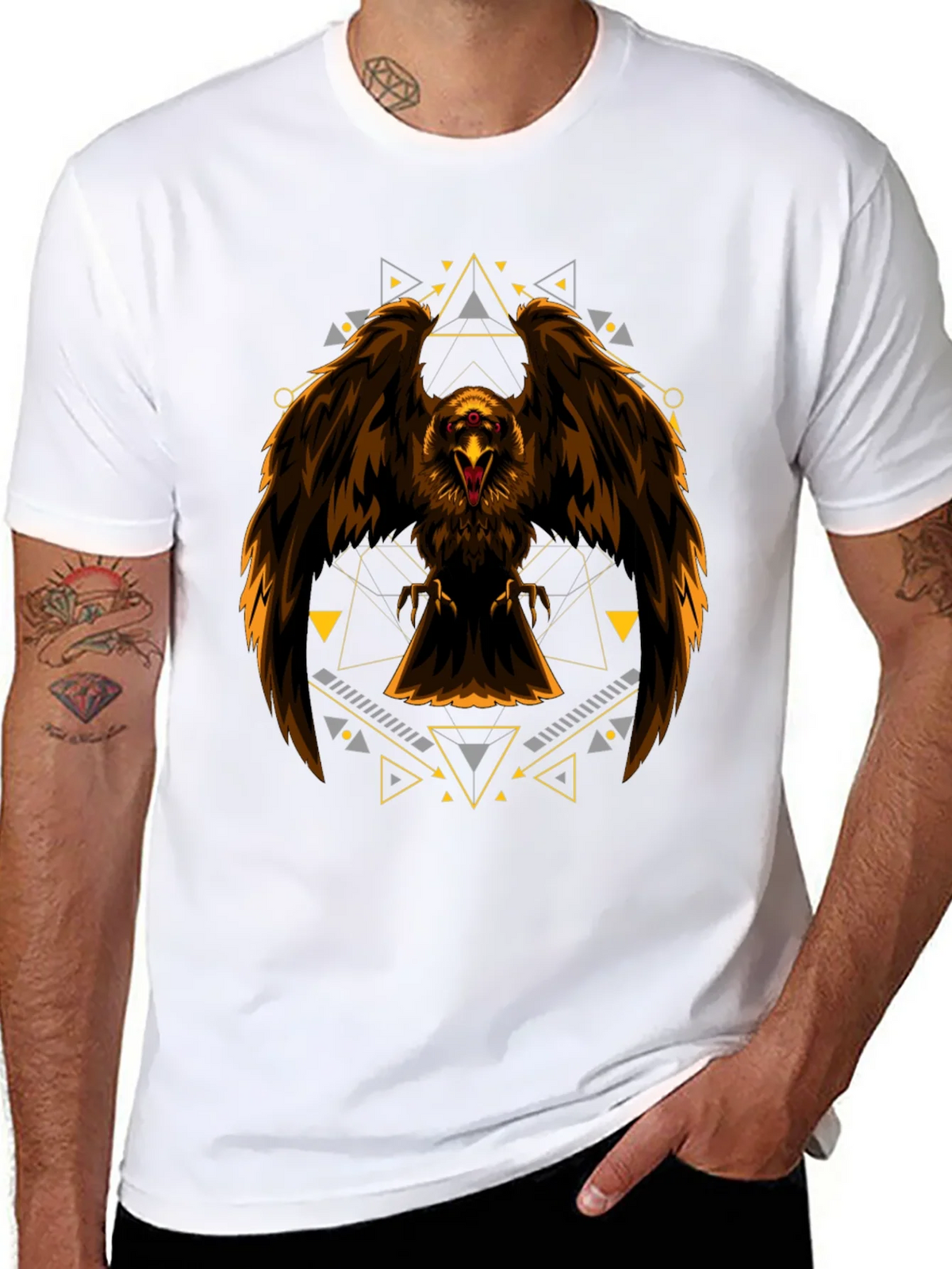 Eagle Geometric Print Black T-Shirt product image 5