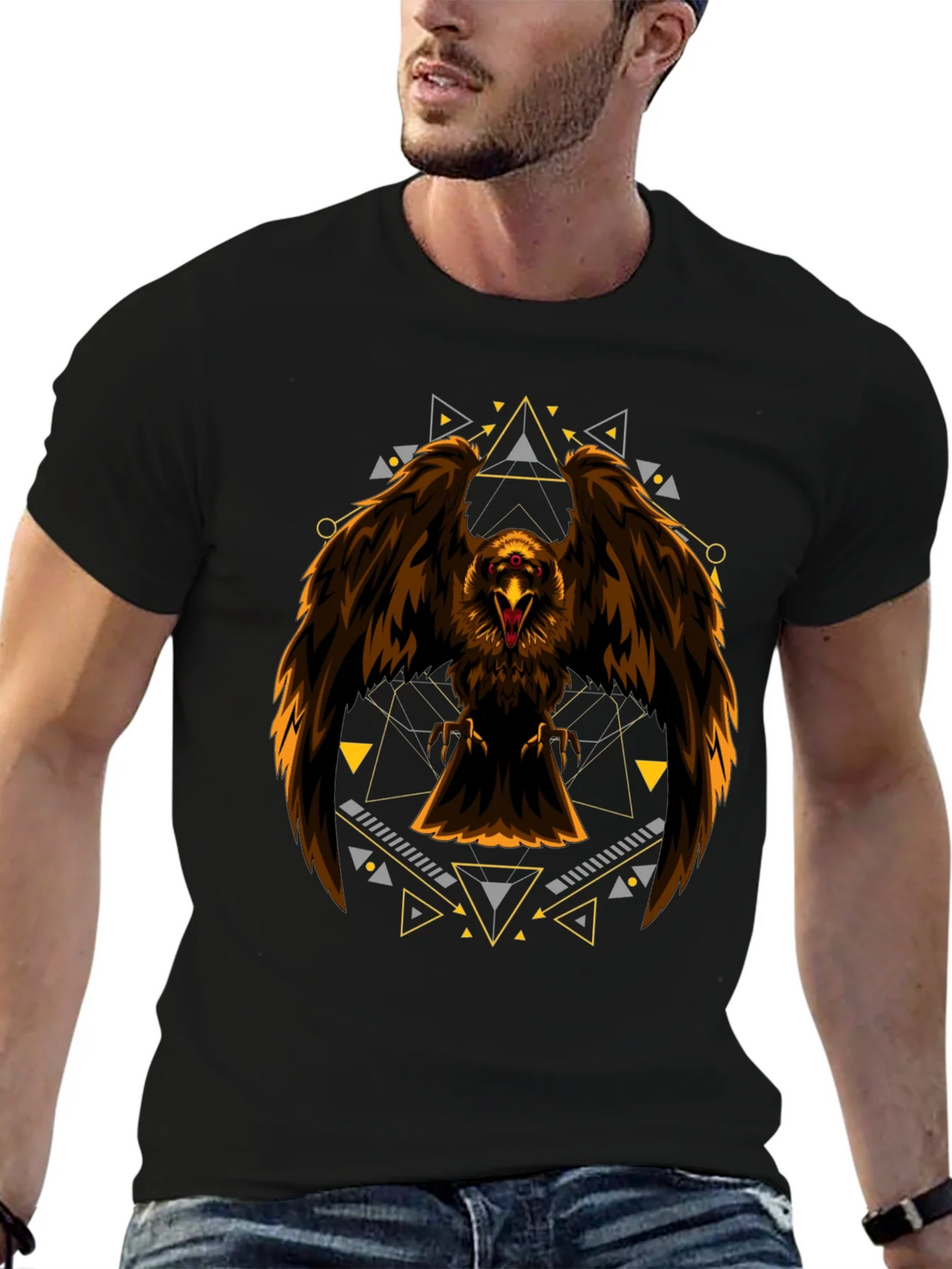 Eagle Geometric Print Black T-Shirt product image 4