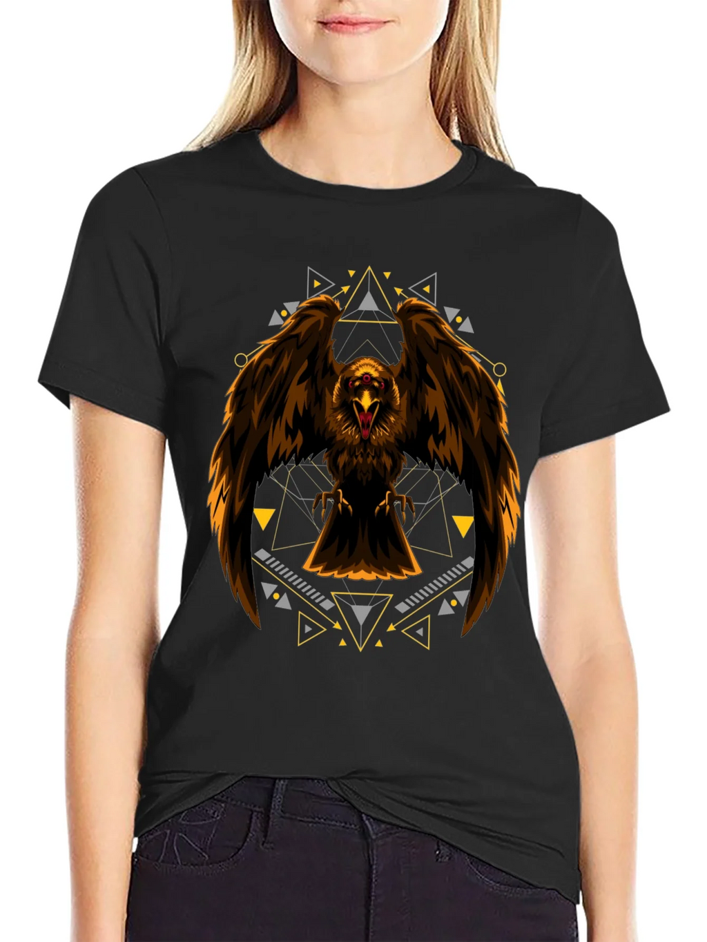 Eagle Geometric Print Black T-Shirt product image 2