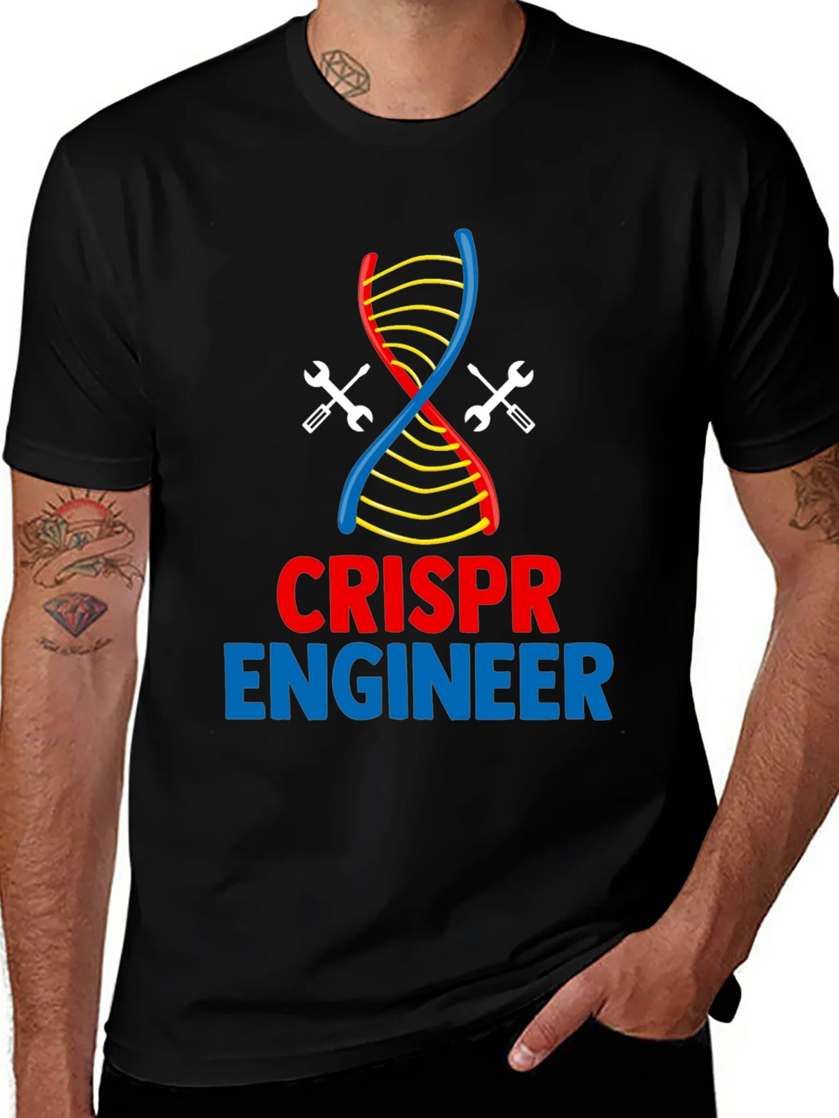 CRISPR Engineer T-Shirt - DNA & Wrench Design product image 1