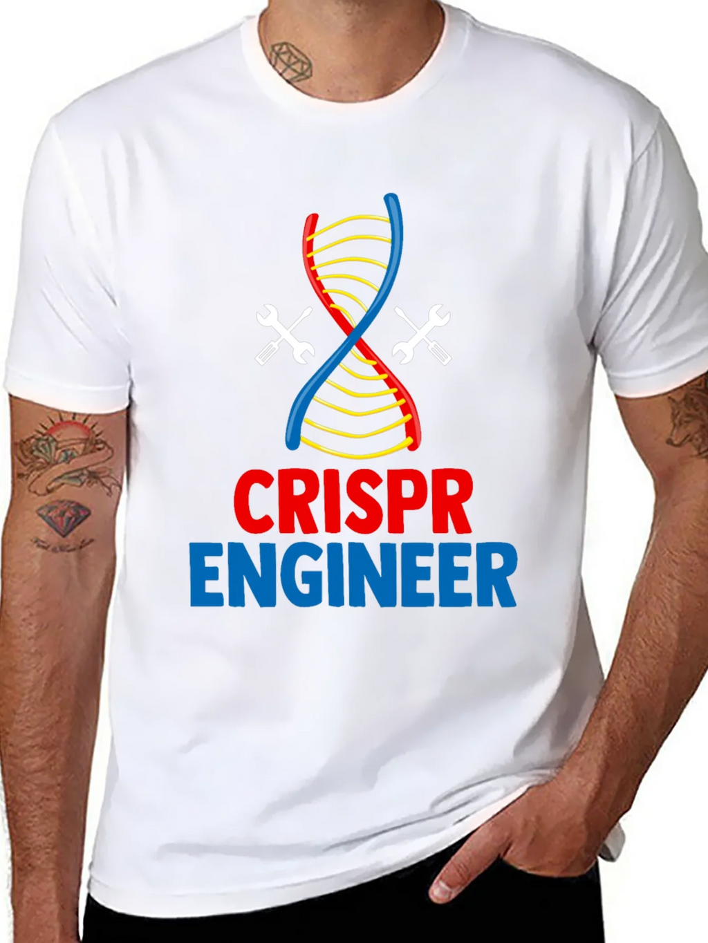 CRISPR Engineer T-Shirt - DNA & Wrench Design product image 6