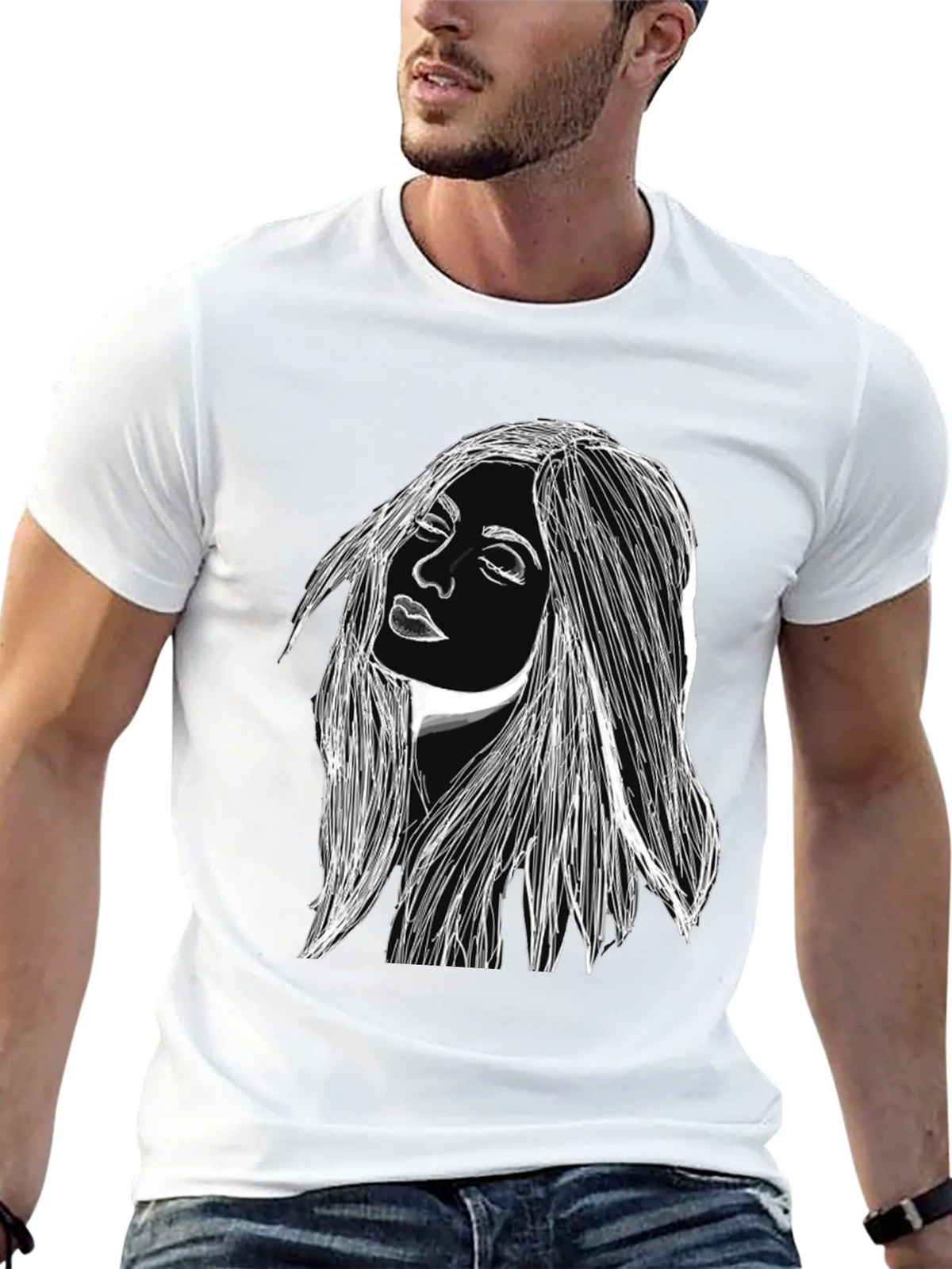 Woman Portrait Graphic Black T-Shirt product image 12