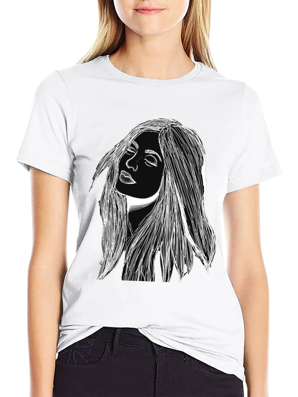 Woman Portrait Graphic Black T-Shirt product image 8
