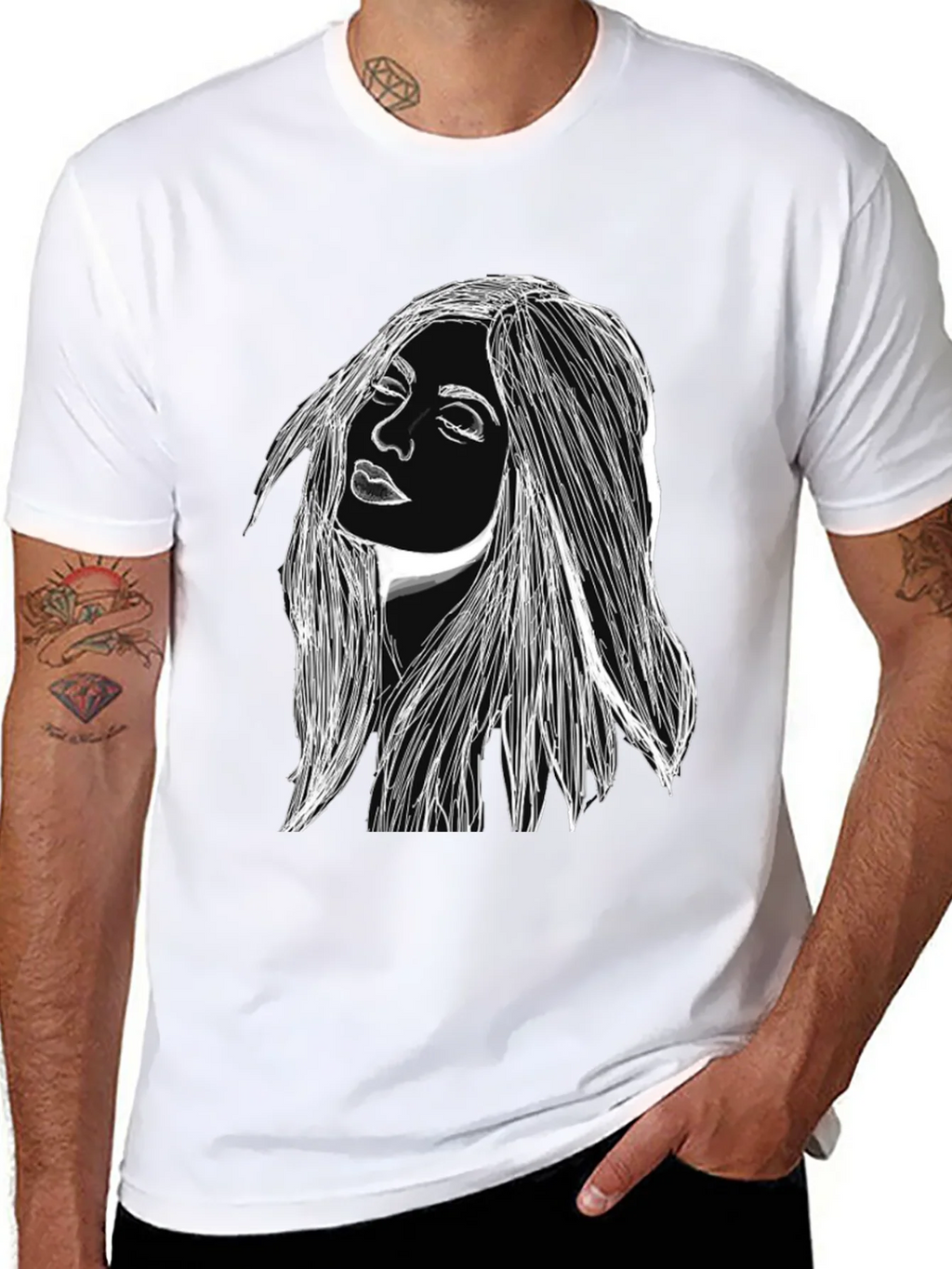 Woman Portrait Graphic Black T-Shirt product image 7