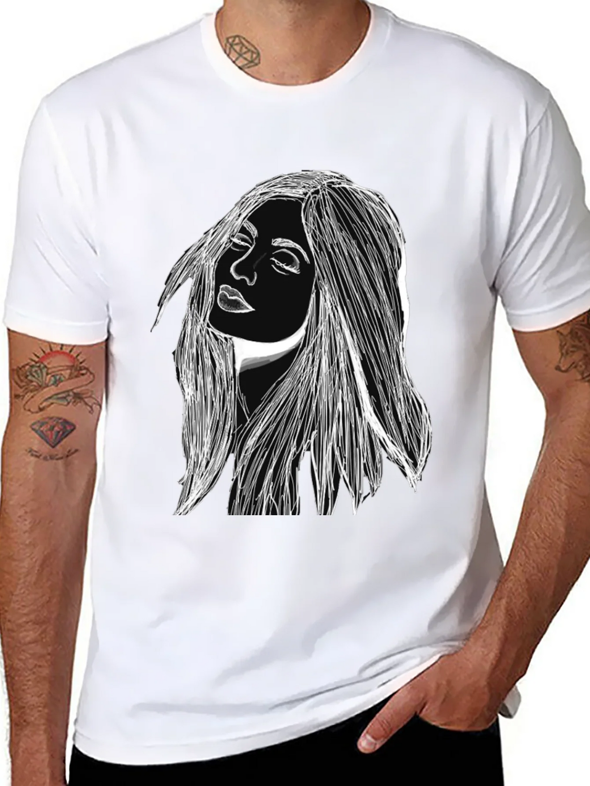 Woman Portrait Graphic Black T-Shirt product image 7