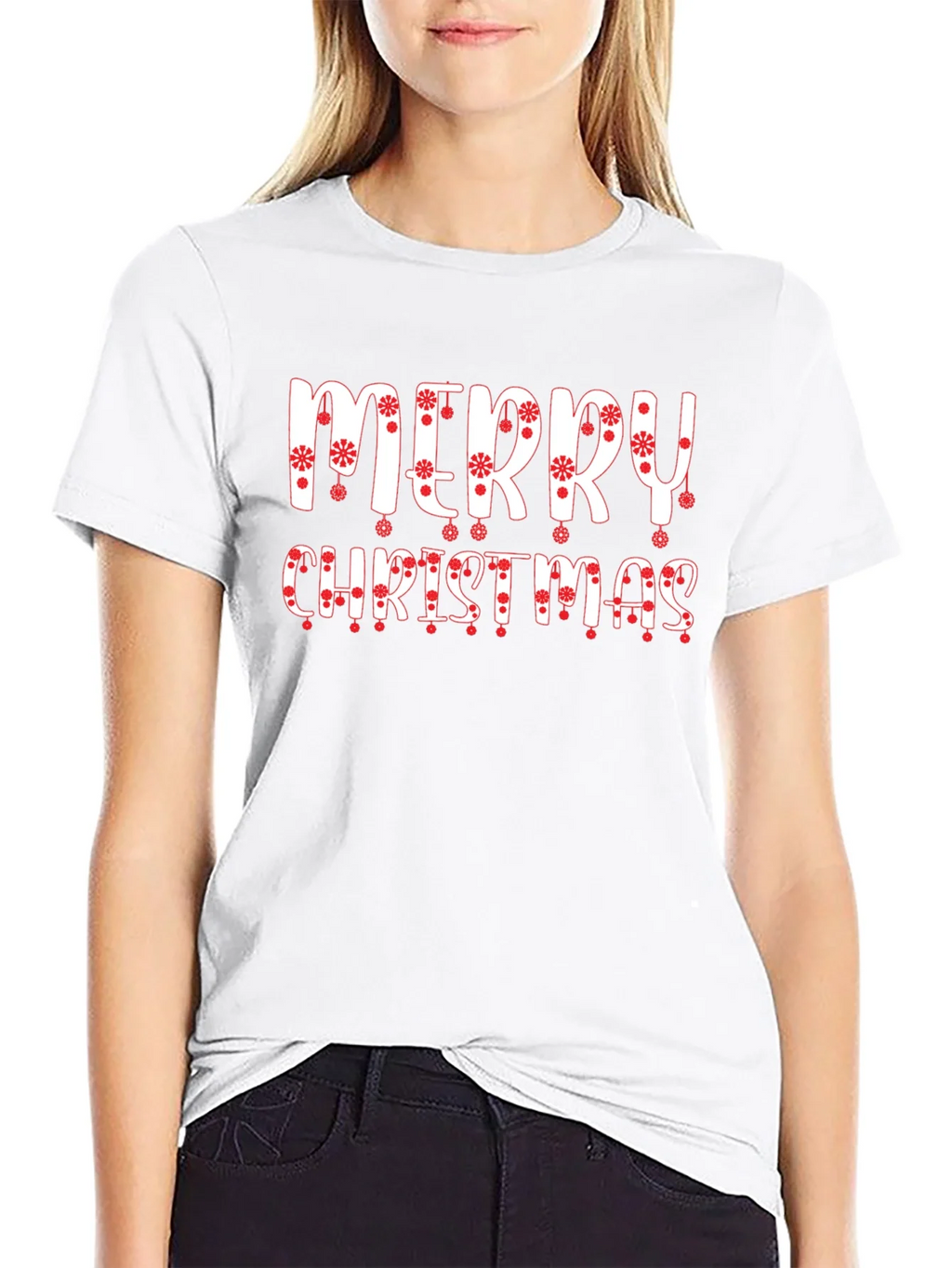 Festive Merry Christmas Graphic Tee - Black product image 7