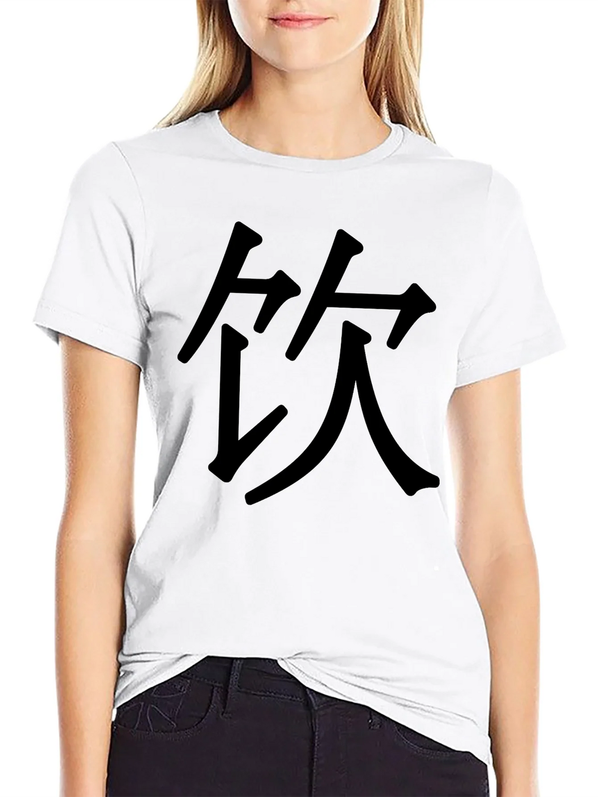 Black T-Shirt with Chinese Character Graphic Print product image 8