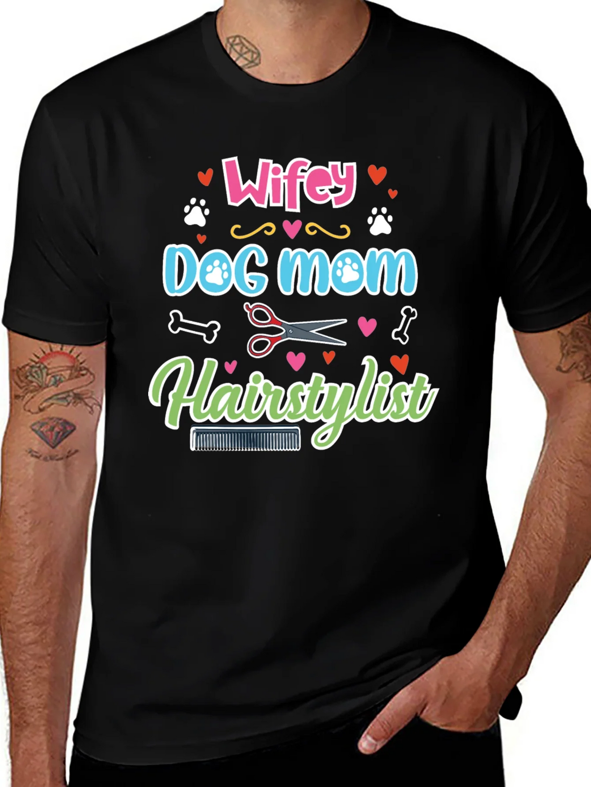 Wifey Dog Mom Hairstylist Graphic Tee product image 1
