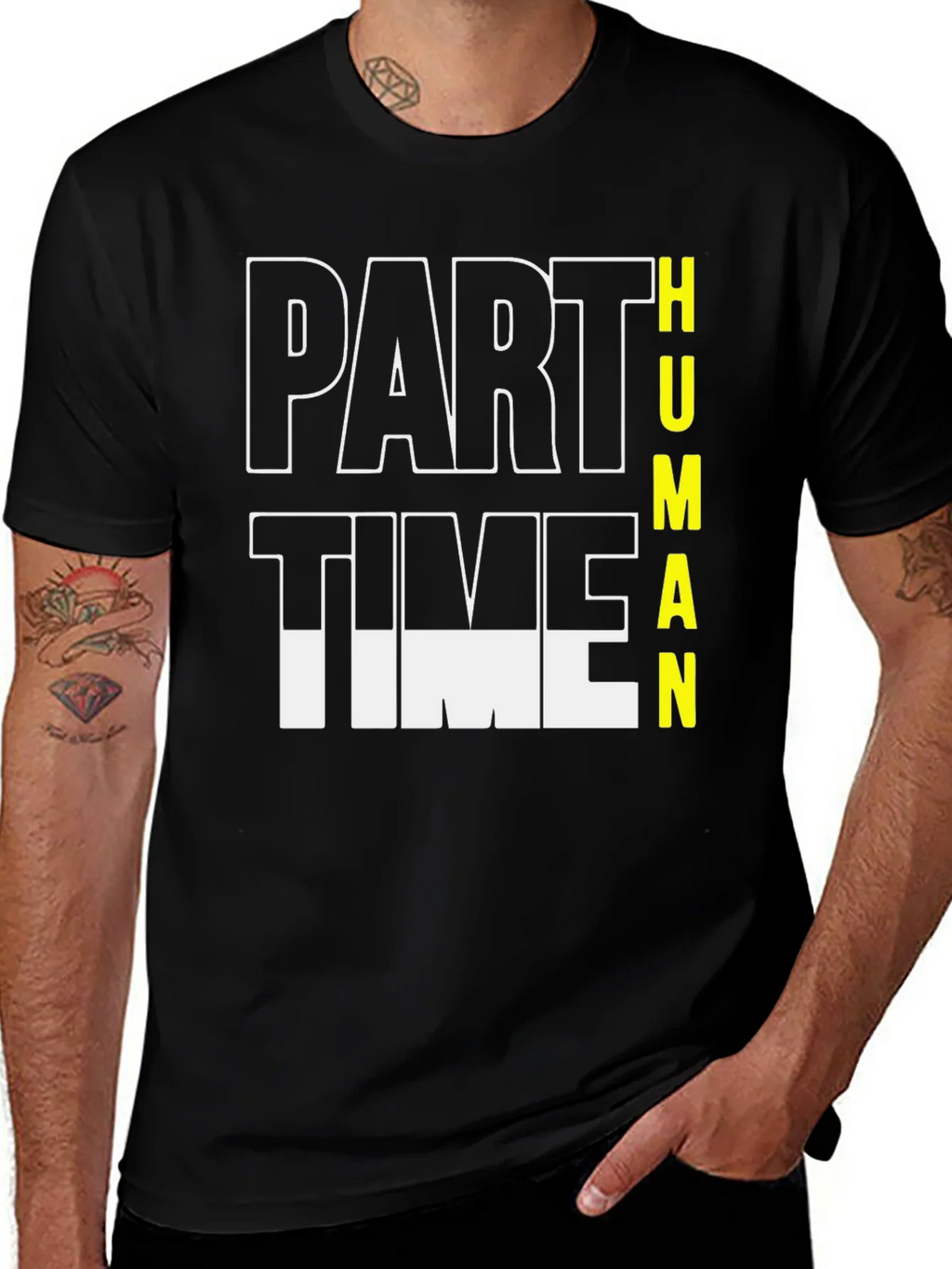 Part Time Human Graphic Tee - Black Cotton Casual T-Shirt product image 1