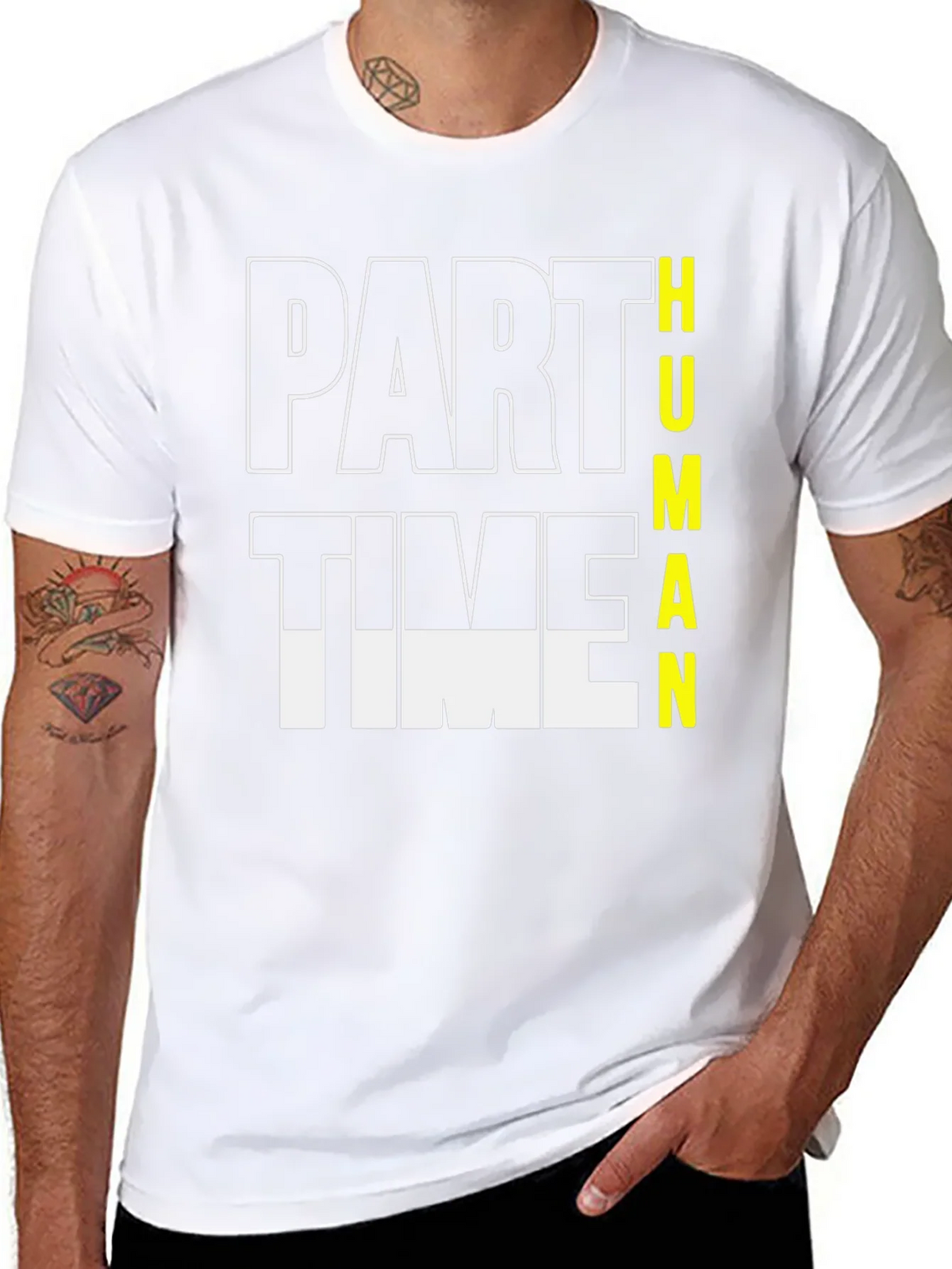 Part Time Human Graphic Tee - Black Cotton Casual T-Shirt product image 7