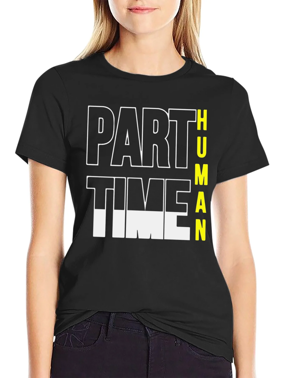 Part Time Human Graphic Tee - Black Cotton Casual T-Shirt product image 2