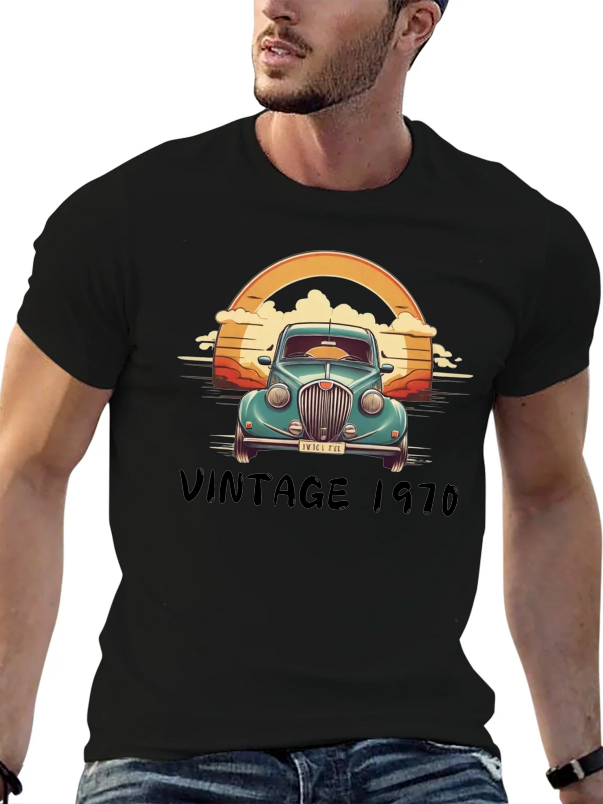Vintage 1970 Car Graphic T-Shirt product image 6
