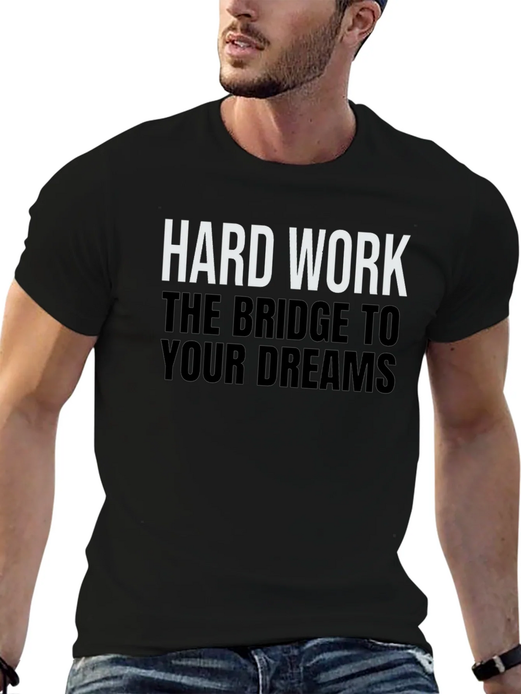 Hard Work Dreams Graphic Tee - Black Cotton T-Shirt product image 6