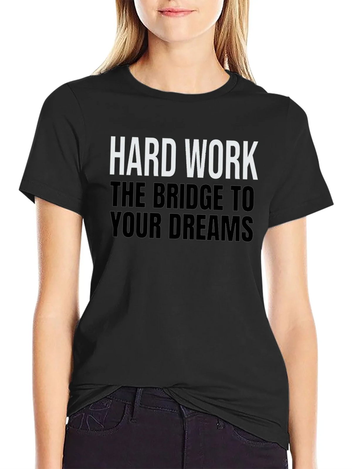Hard Work Dreams Graphic Tee - Black Cotton T-Shirt product image 2