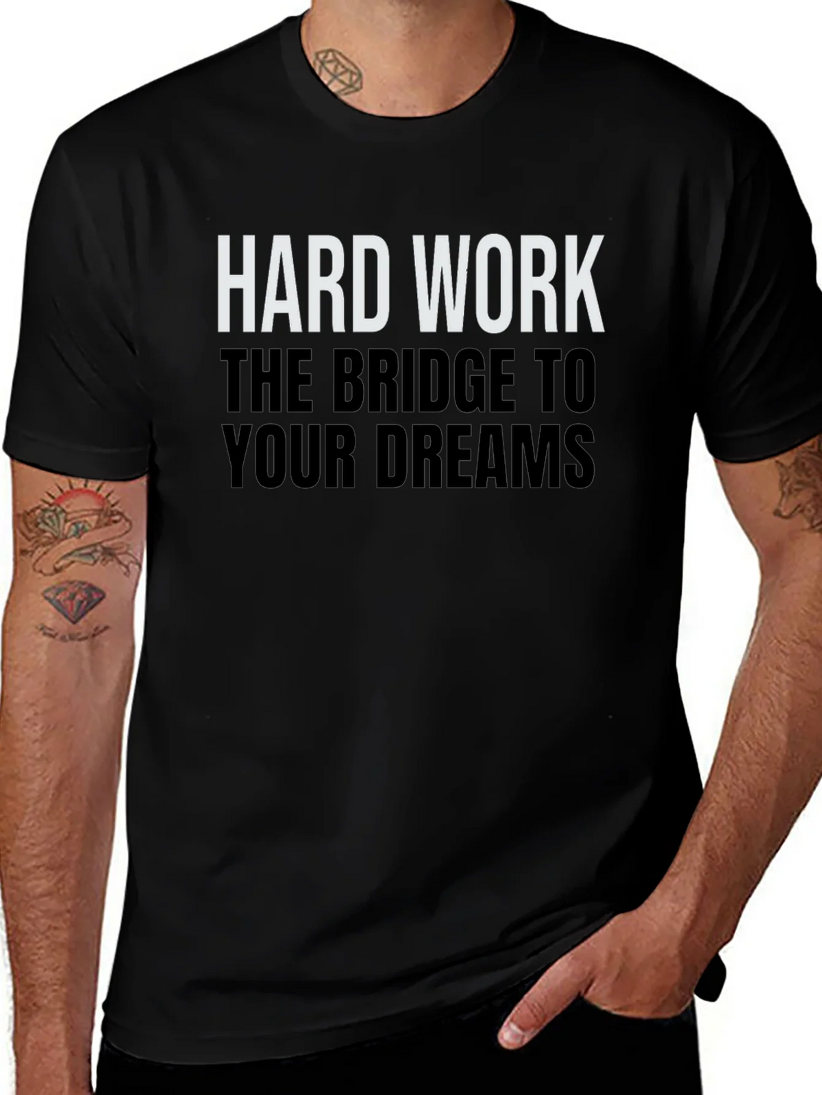 Hard Work Dreams Graphic Tee - Black Cotton T-Shirt product image 1