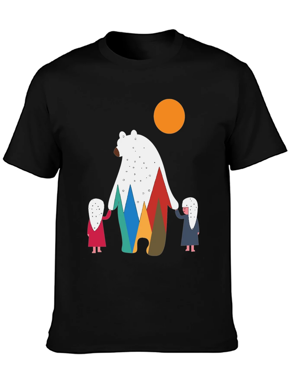 Bear and Children Graphic Tee - Modern Crew Neck T-Shirt product image 3
