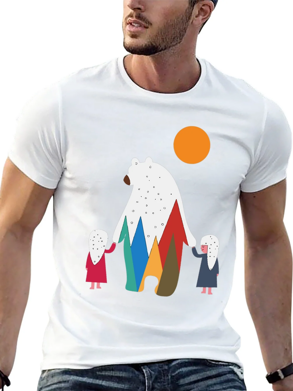Bear and Children Graphic Tee - Modern Crew Neck T-Shirt product image 12