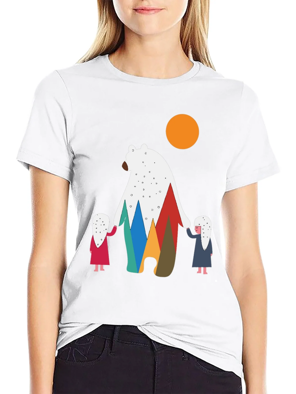 Bear and Children Graphic Tee - Modern Crew Neck T-Shirt product image 8