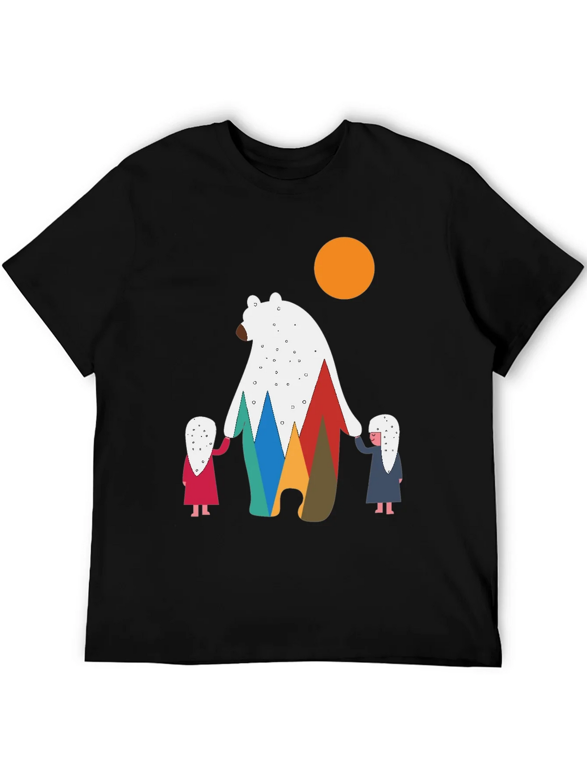 Bear and Children Graphic Tee - Modern Crew Neck T-Shirt product image 5
