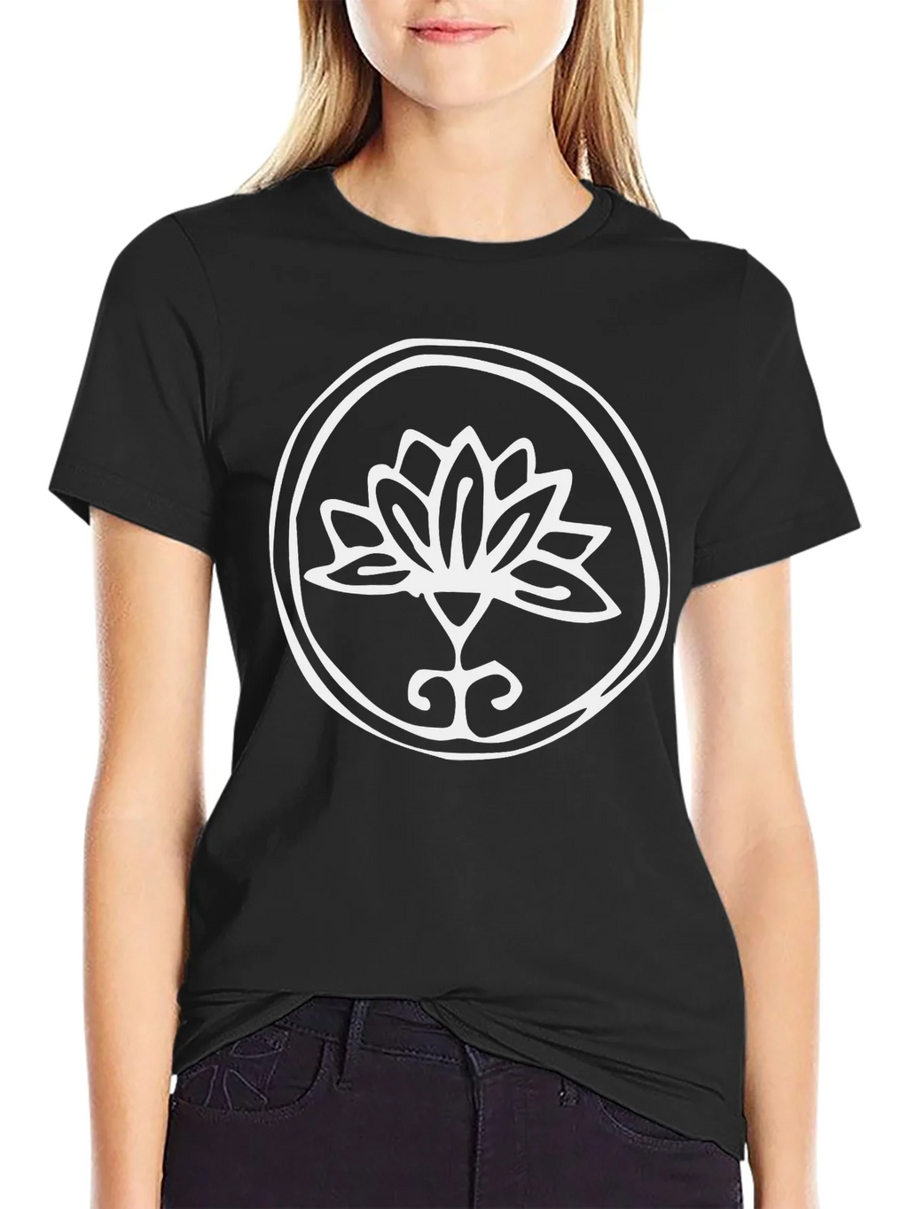 Lotus Flower Graphic Tee - Stylish Black T-Shirt product image 2