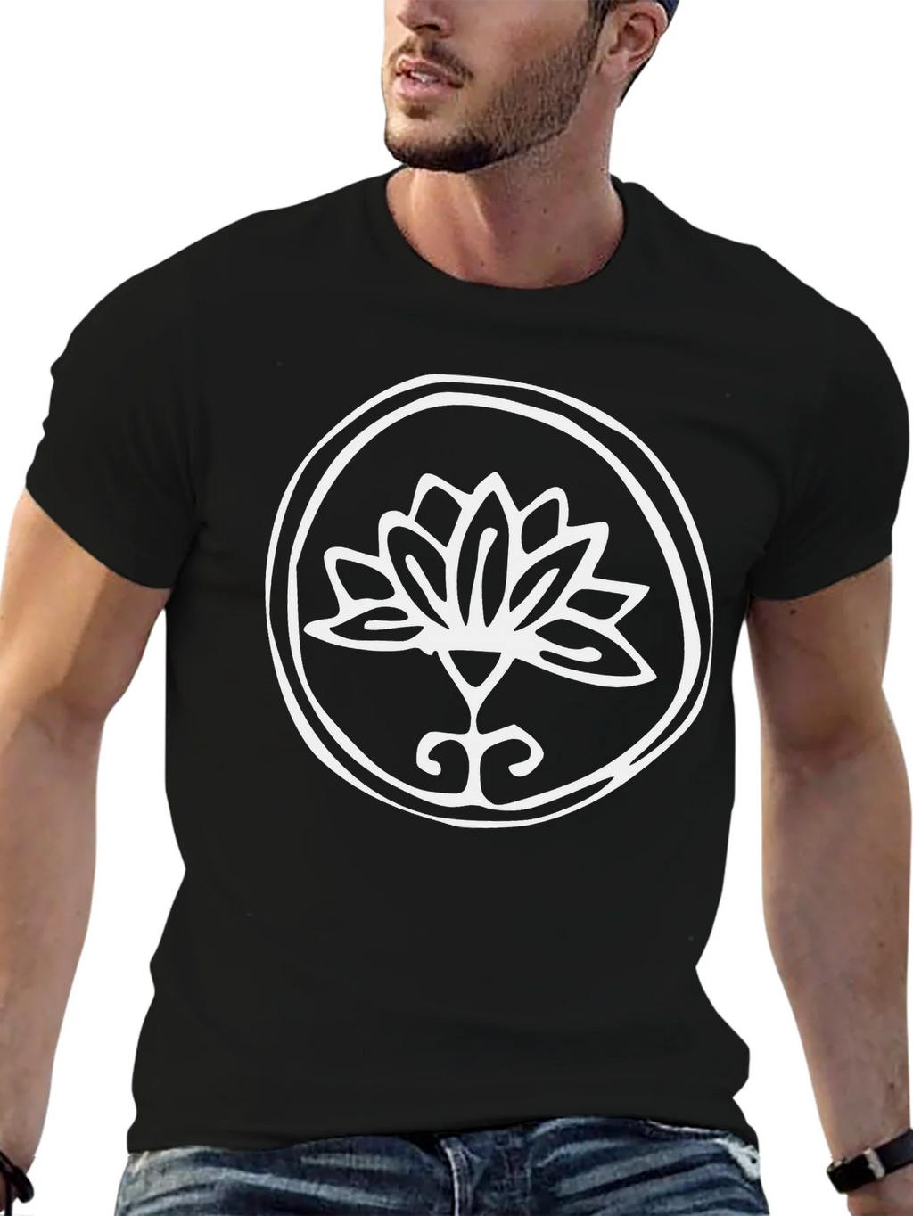 Lotus Flower Graphic Tee - Stylish Black T-Shirt product image 6