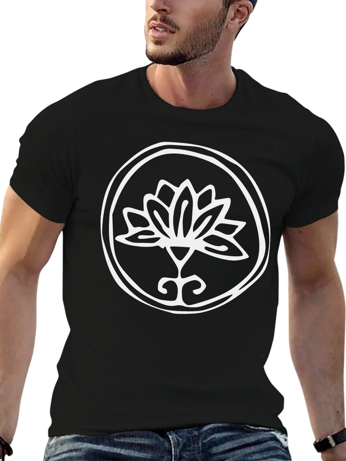 Lotus Flower Graphic Tee - Stylish Black T-Shirt product image 6
