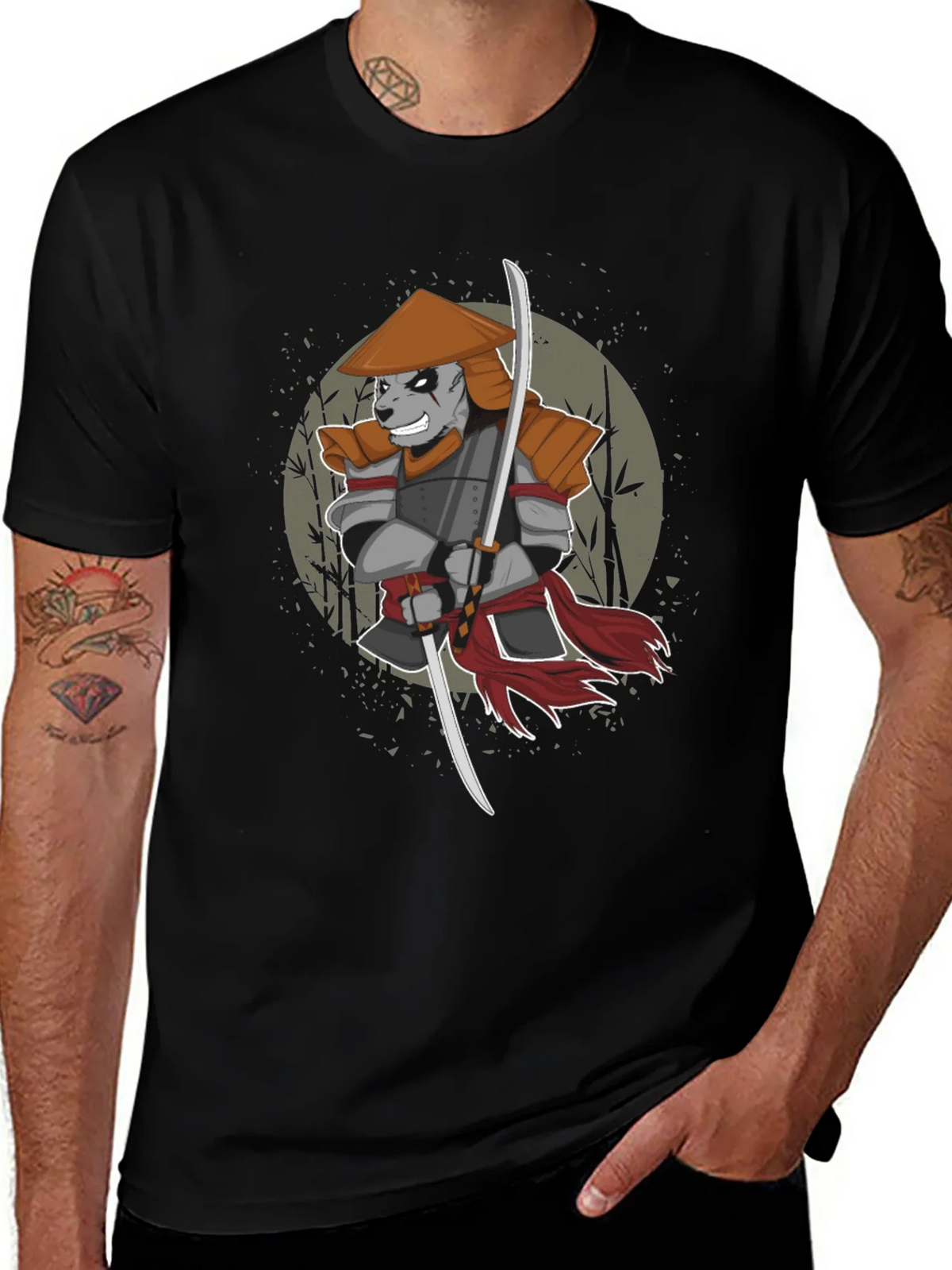 Samurai Panda Graphic T-Shirt product image 1