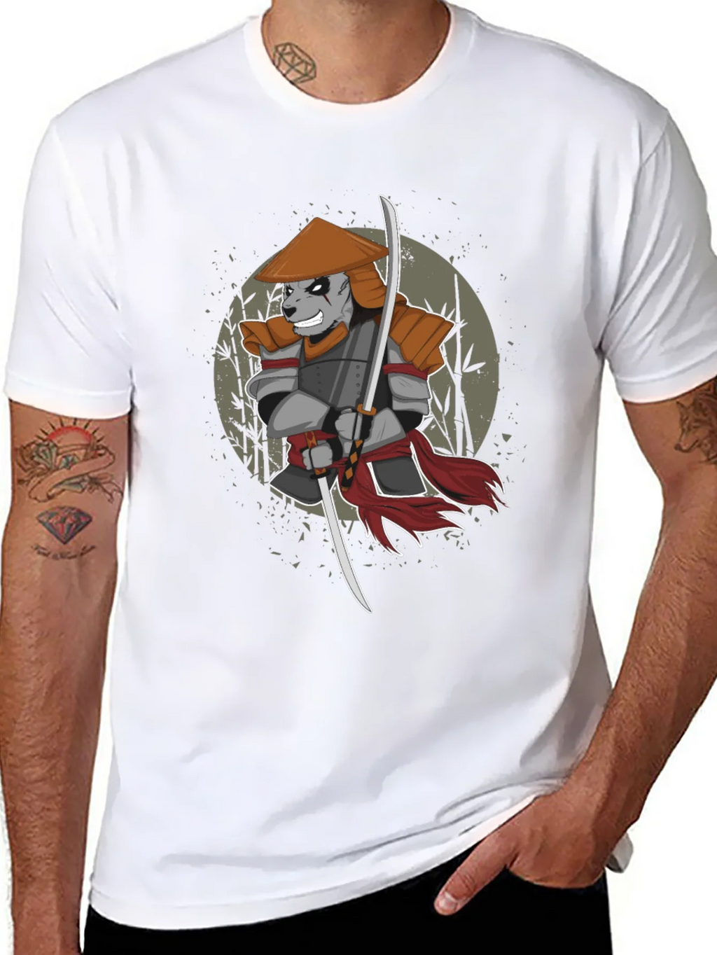 Samurai Panda Graphic T-Shirt product image 7