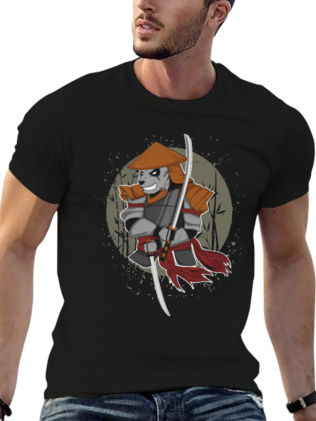 Samurai Panda Graphic T-Shirt product image 6