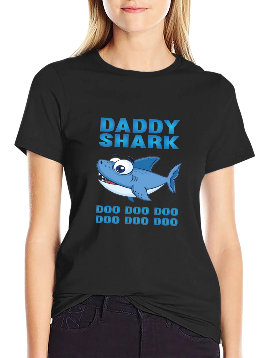 Daddy Shark Graphic Print Black T-Shirt product image 2