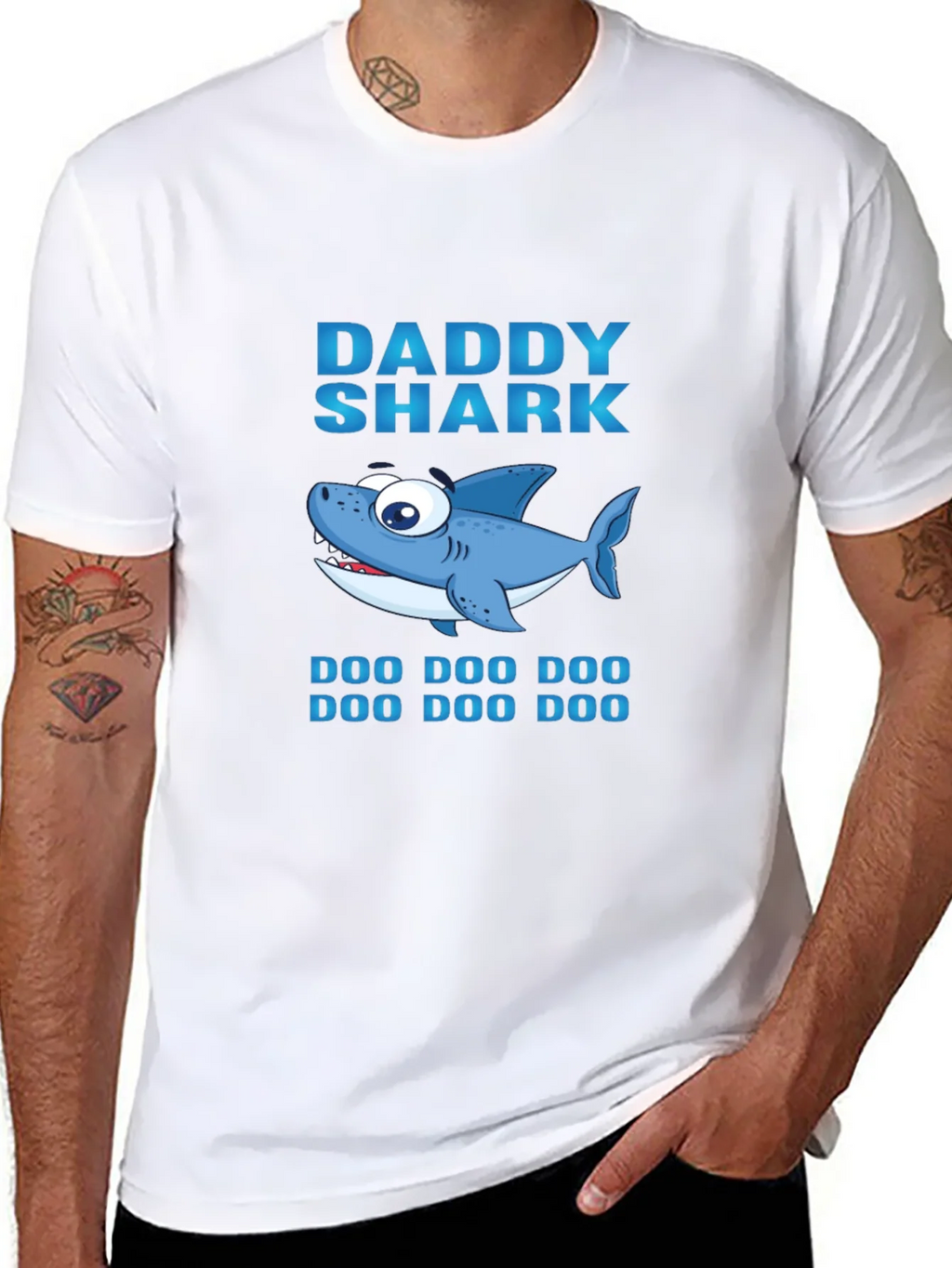Daddy Shark Graphic Print Black T-Shirt product image 7