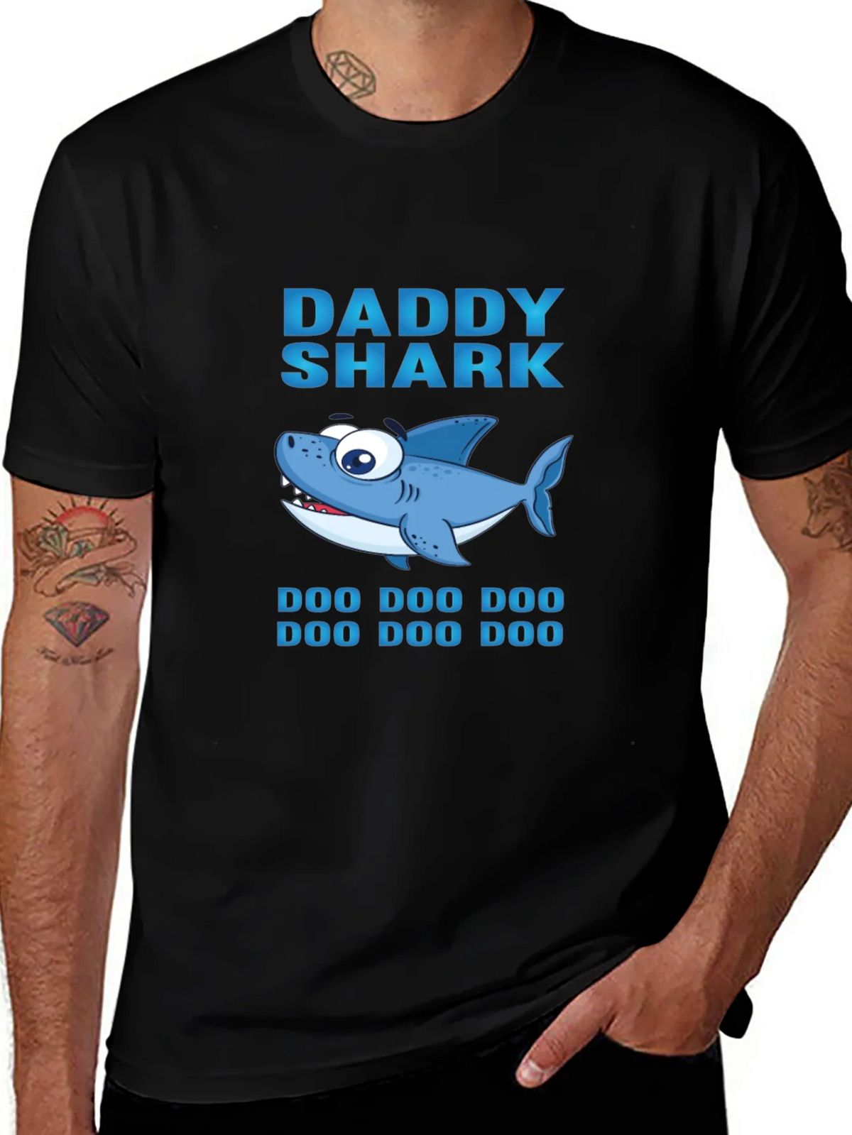 Daddy Shark Graphic Print Black T-Shirt product image 1