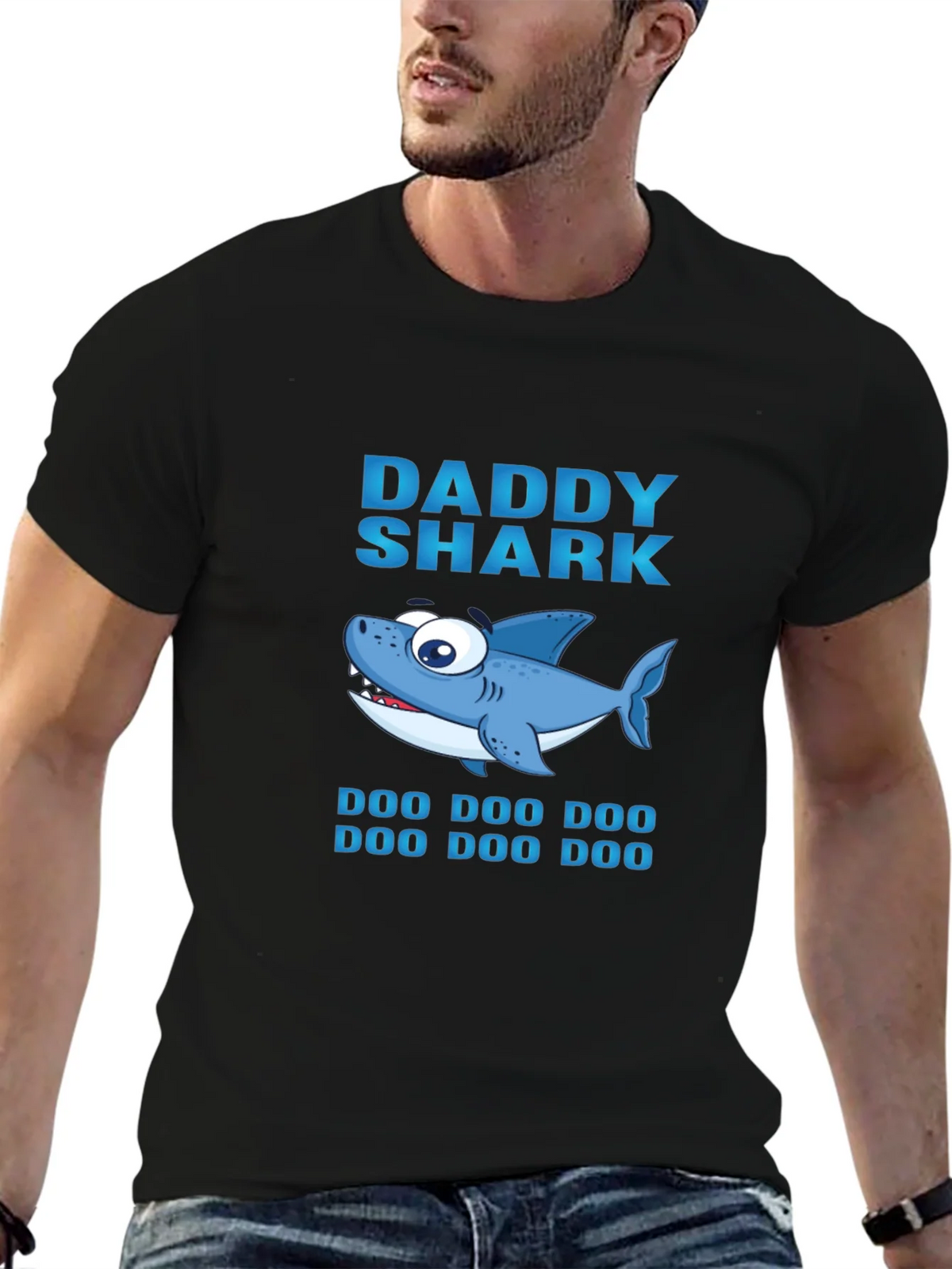 Daddy Shark Graphic Print Black T-Shirt product image 6