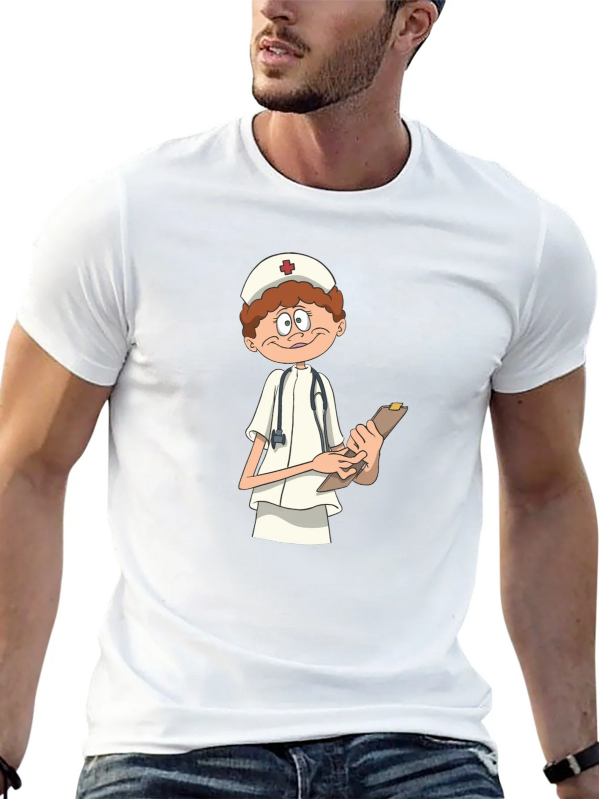 Cartoon Nurse T-Shirt - Black Graphic Tee product image 11