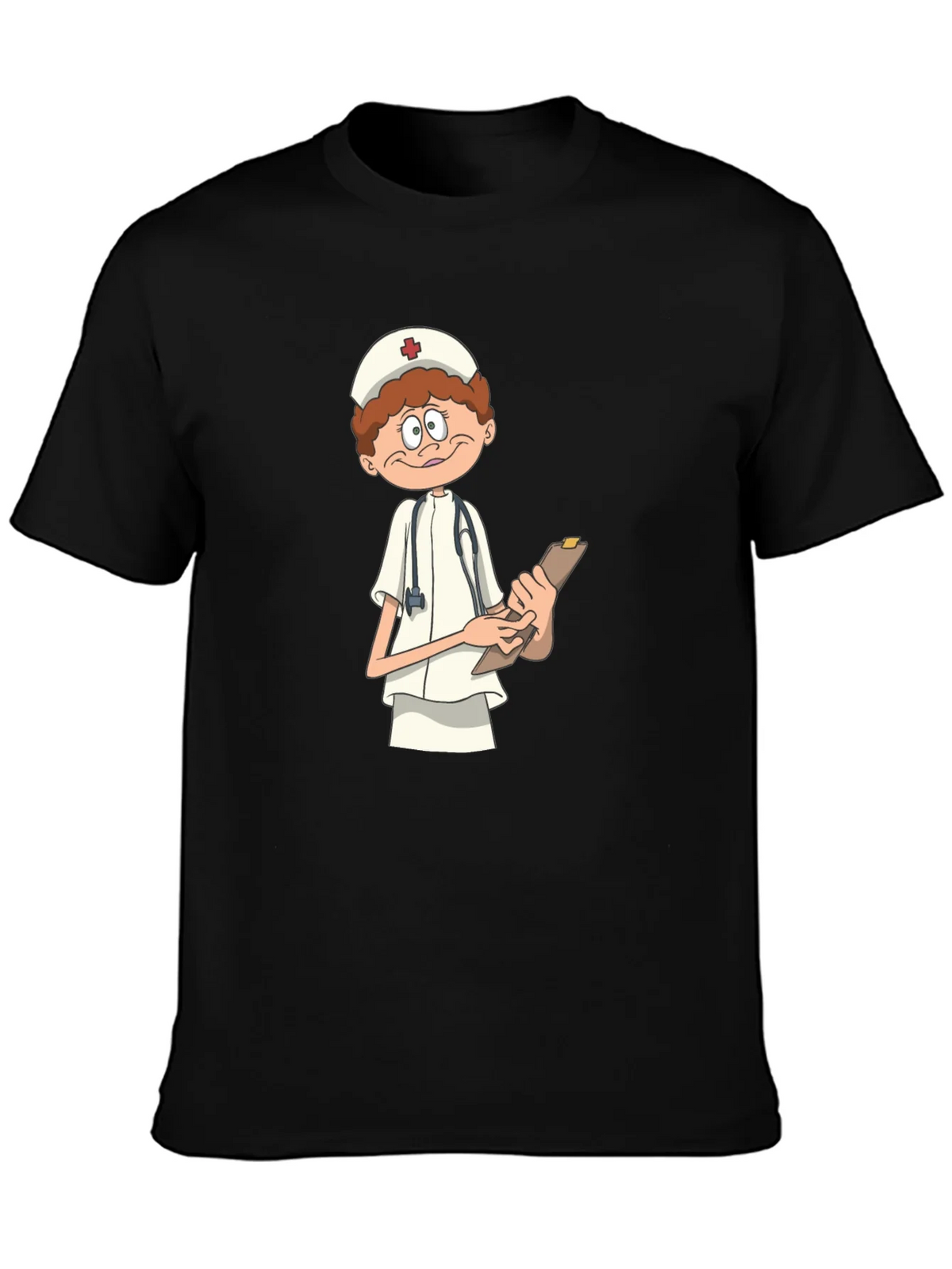 Cartoon Nurse T-Shirt - Black Graphic Tee product image 2