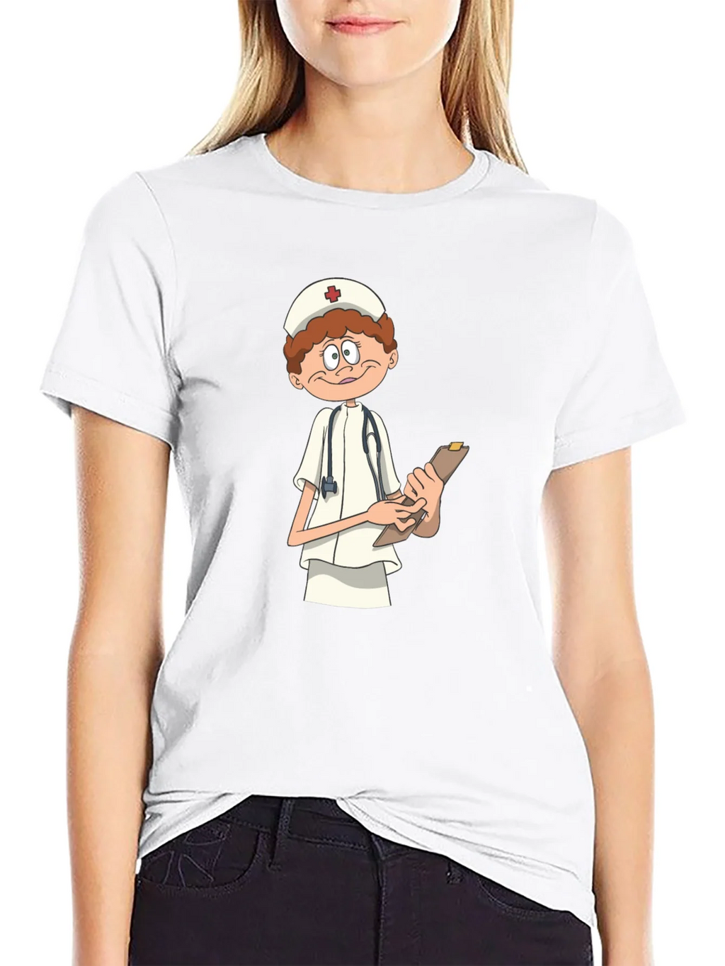 Cartoon Nurse T-Shirt - Black Graphic Tee product image 7
